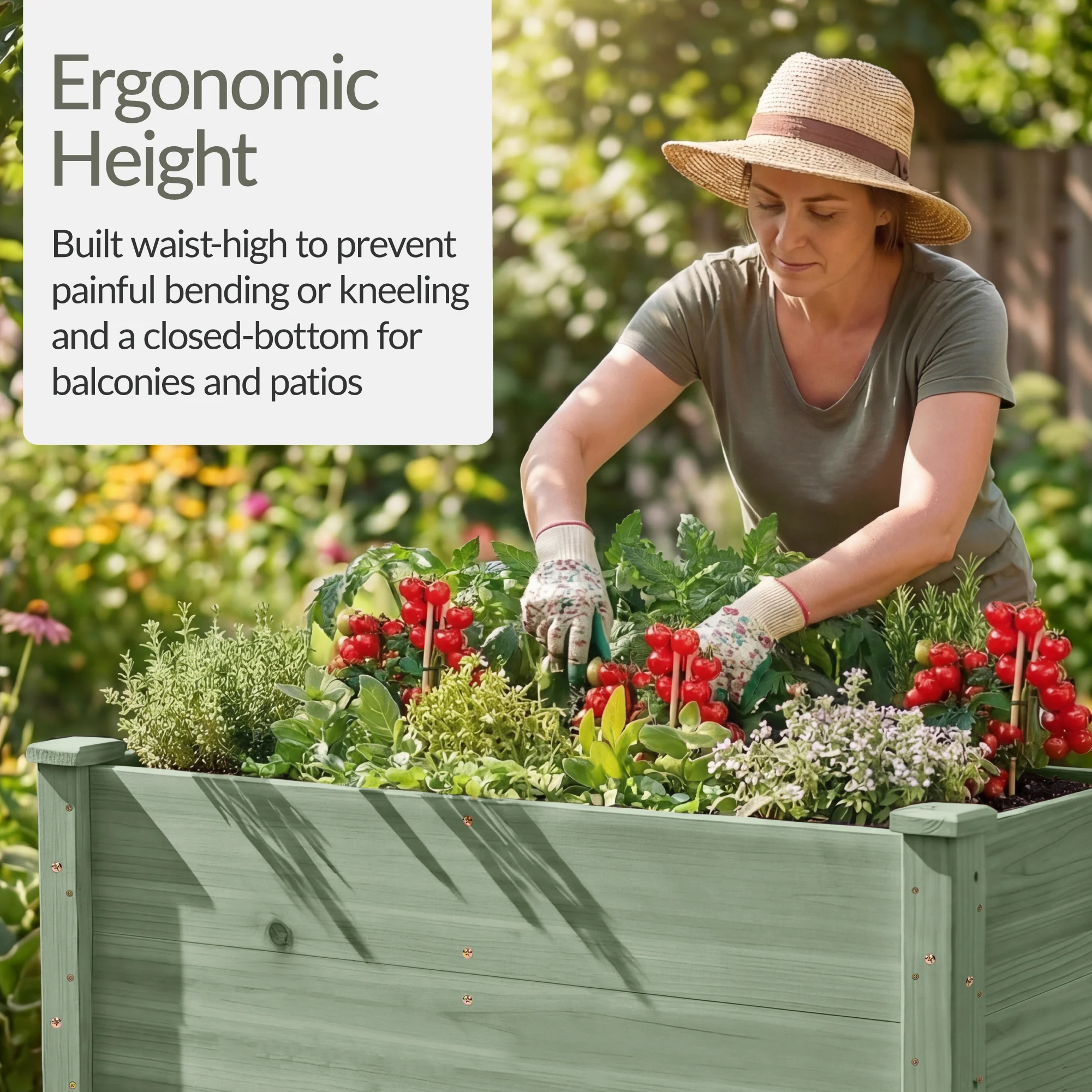 48" x 24" x 30" Raised Wooden Garden Bed w/16" Depth, Elevated Wood Planter - Image 25