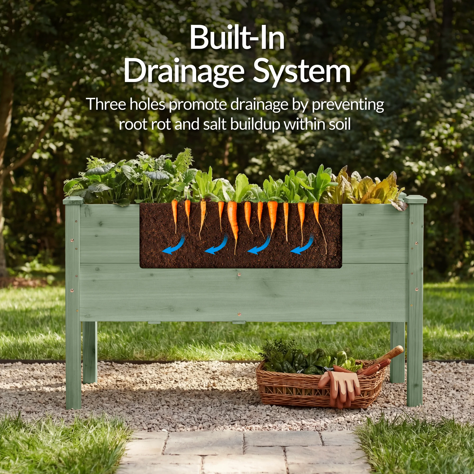 48" x 24" x 30" Raised Wooden Garden Bed w/16" Depth, Elevated Wood Planter - Image 26