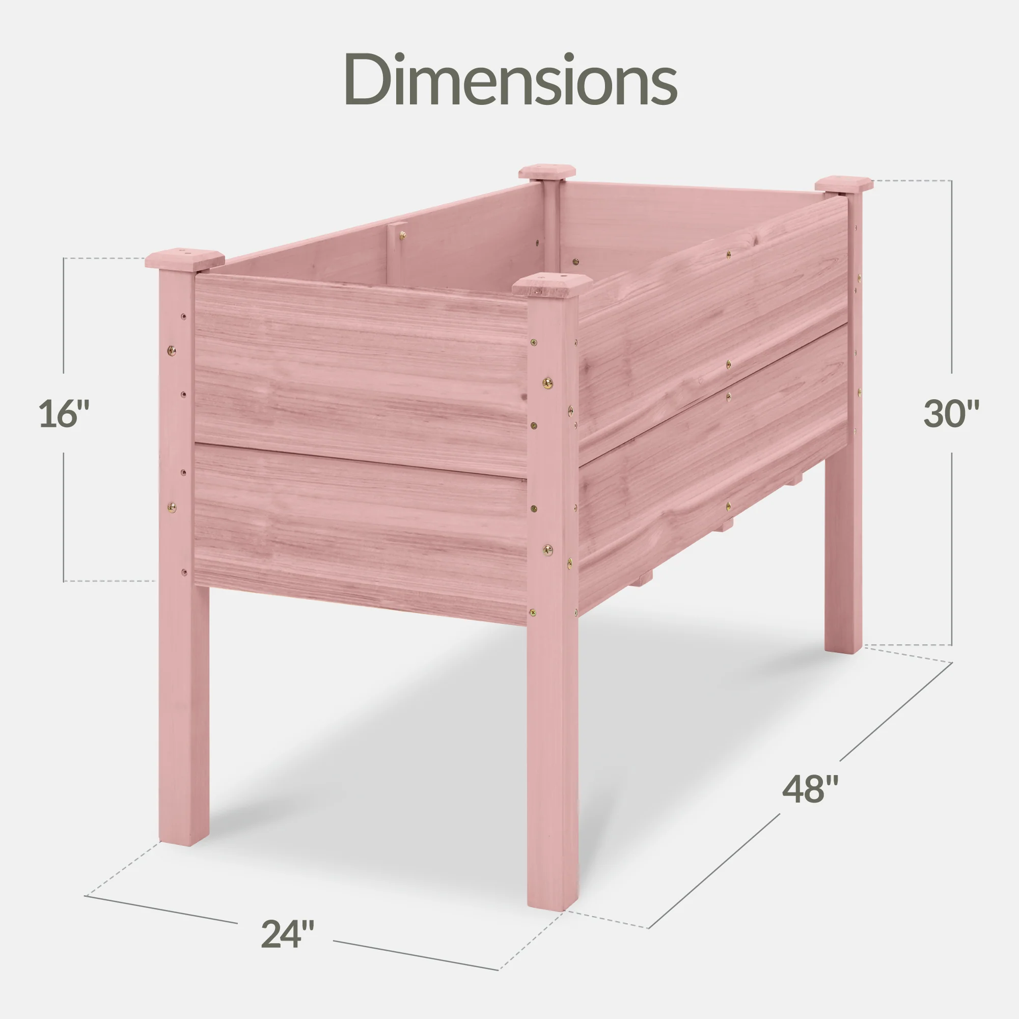 48" x 24" x 30" Raised Wooden Garden Bed w/16" Depth, Elevated Wood Planter - Image 30