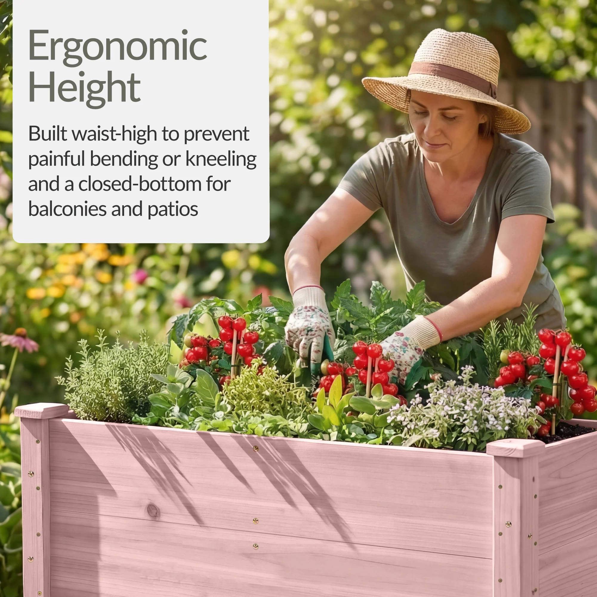 48" x 24" x 30" Raised Wooden Garden Bed w/16" Depth, Elevated Wood Planter - Image 32