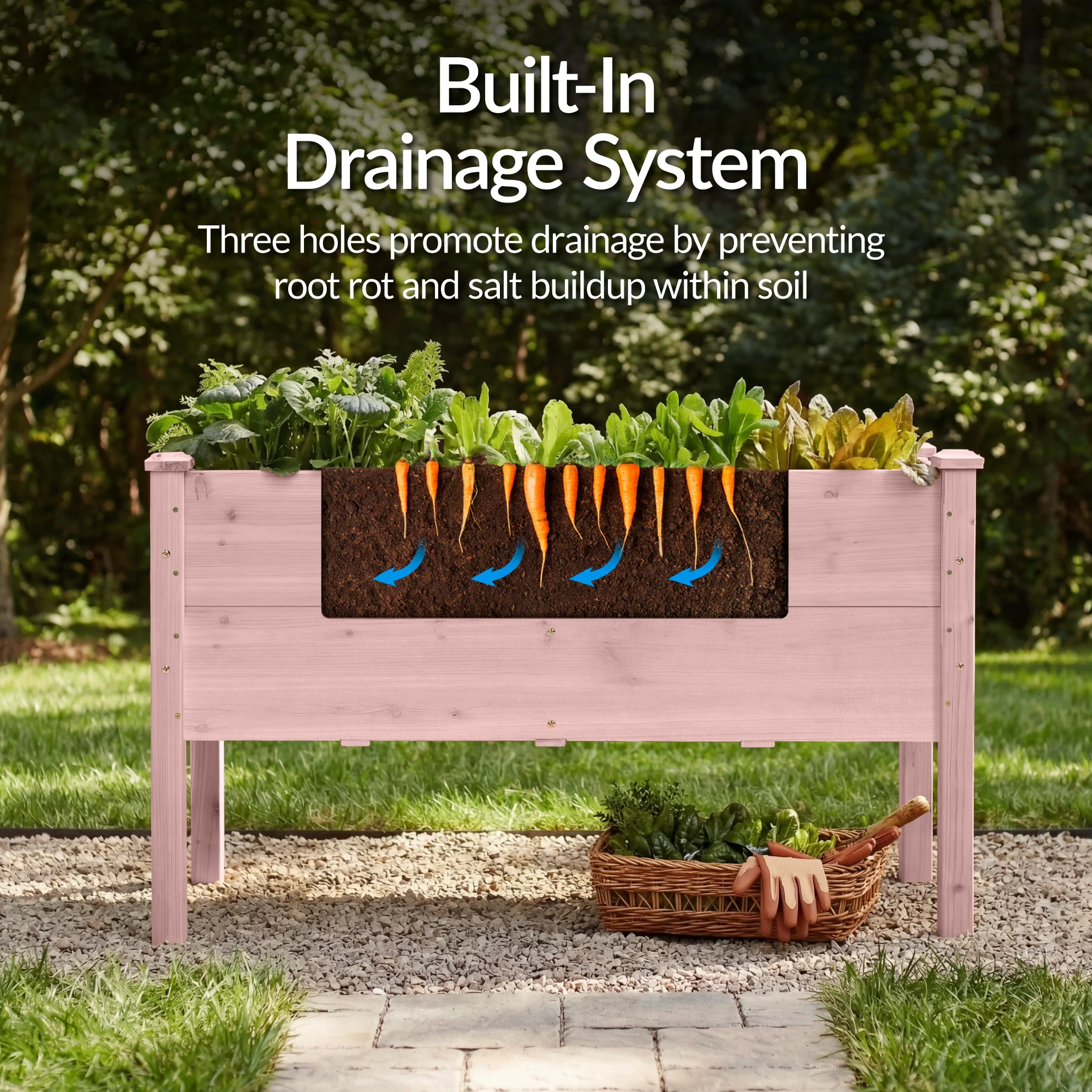 48" x 24" x 30" Raised Wooden Garden Bed w/16" Depth, Elevated Wood Planter - Image 33