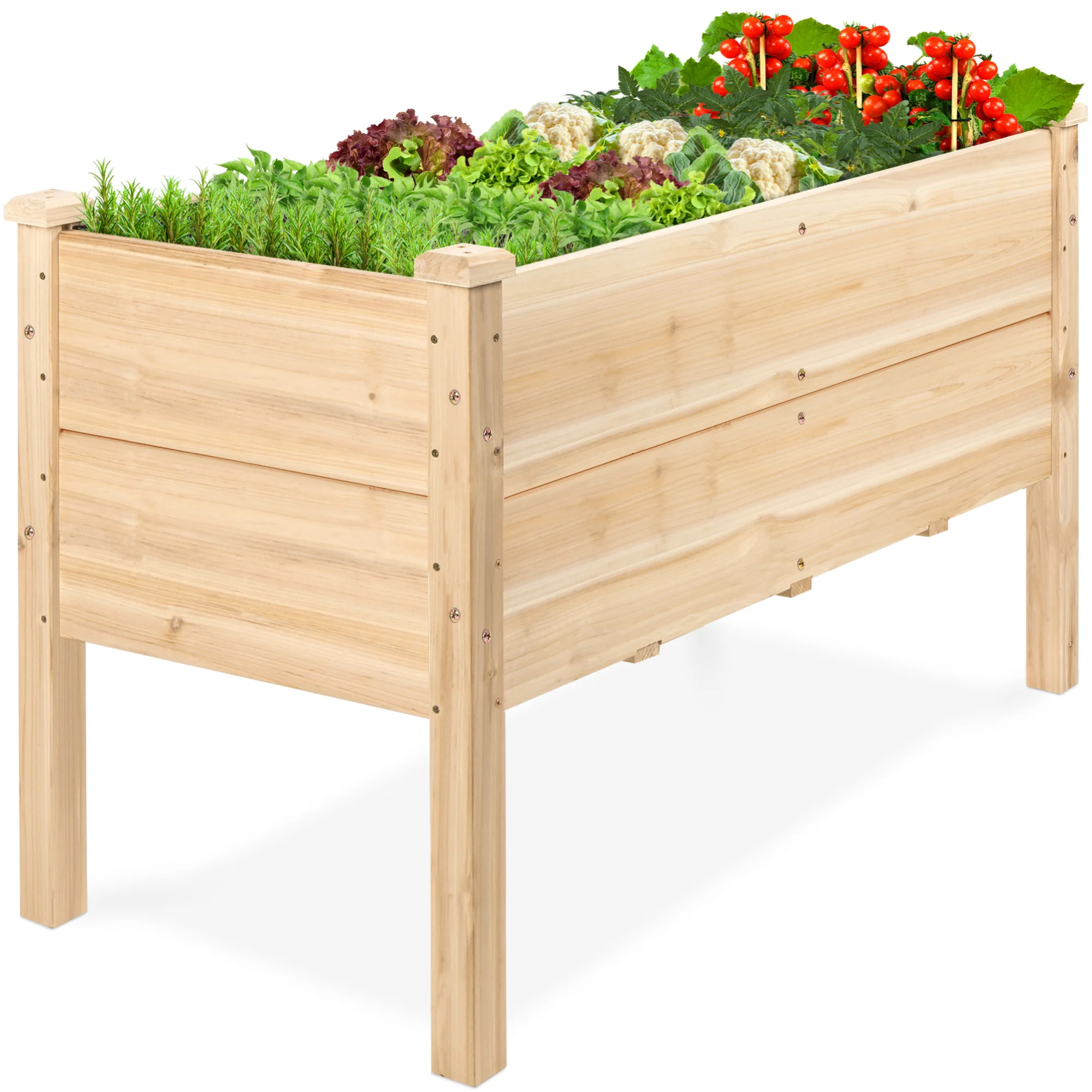 48" x 24" x 30" Raised Wooden Garden Bed w/16" Depth, Elevated Wood Planter - Image 36