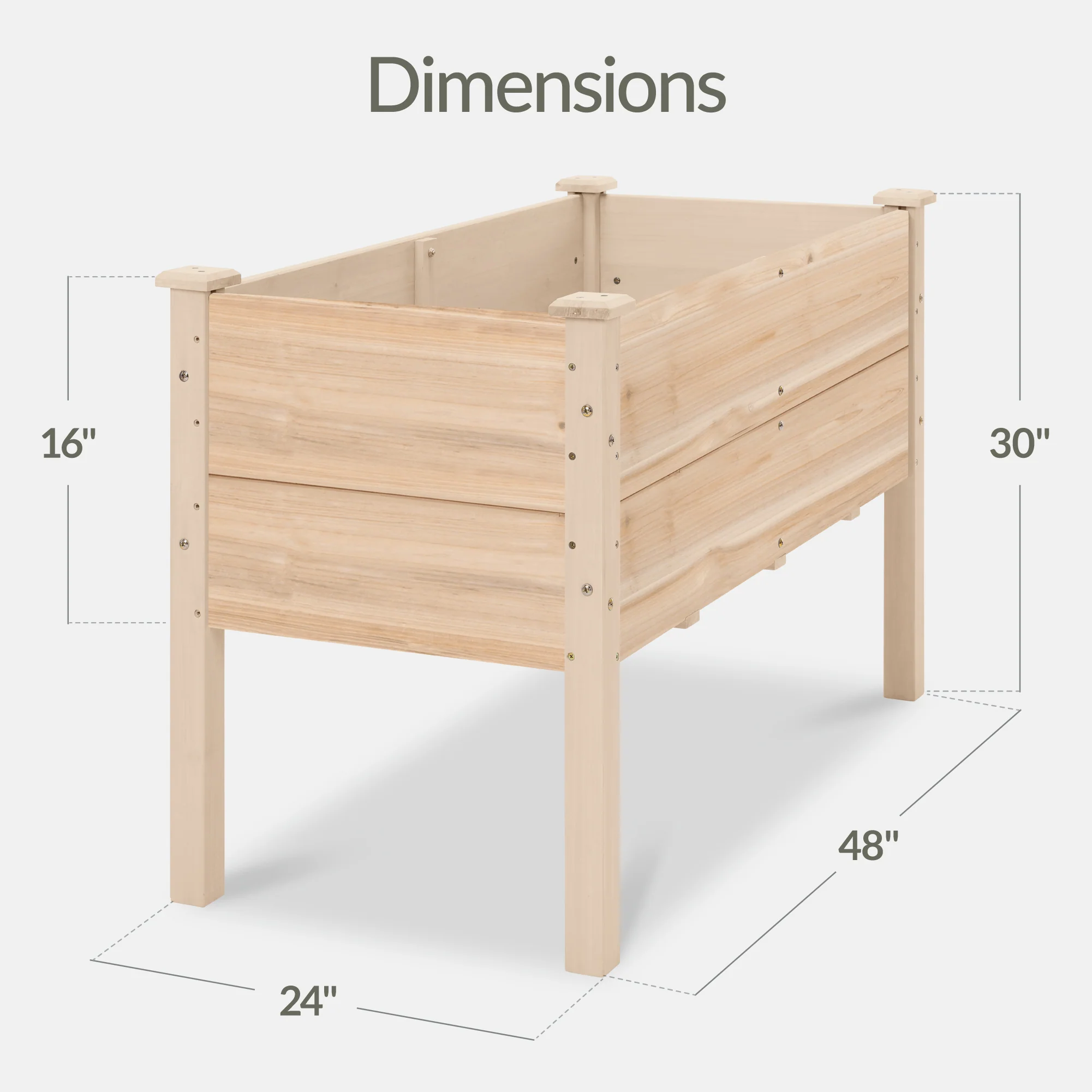 48" x 24" x 30" Raised Wooden Garden Bed w/16" Depth, Elevated Wood Planter - Image 37