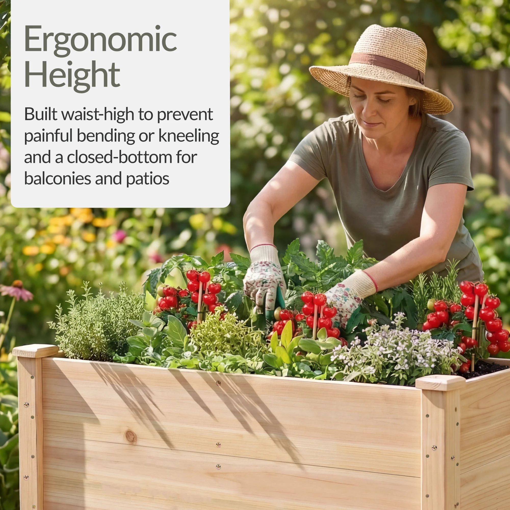 48" x 24" x 30" Raised Wooden Garden Bed w/16" Depth, Elevated Wood Planter - Image 39