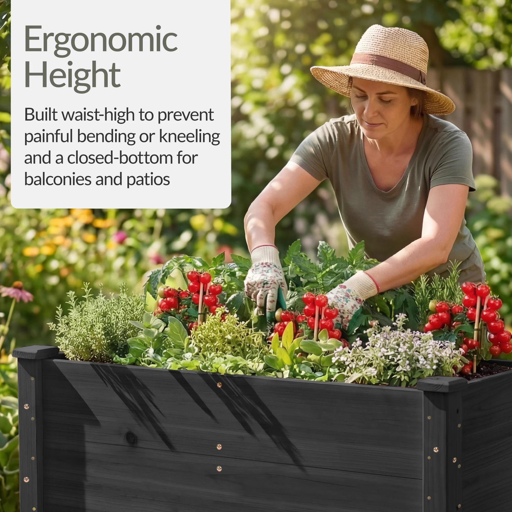 48" x 24" x 30" Raised Wooden Garden Bed w/16" Depth, Elevated Wood Planter - Image 4