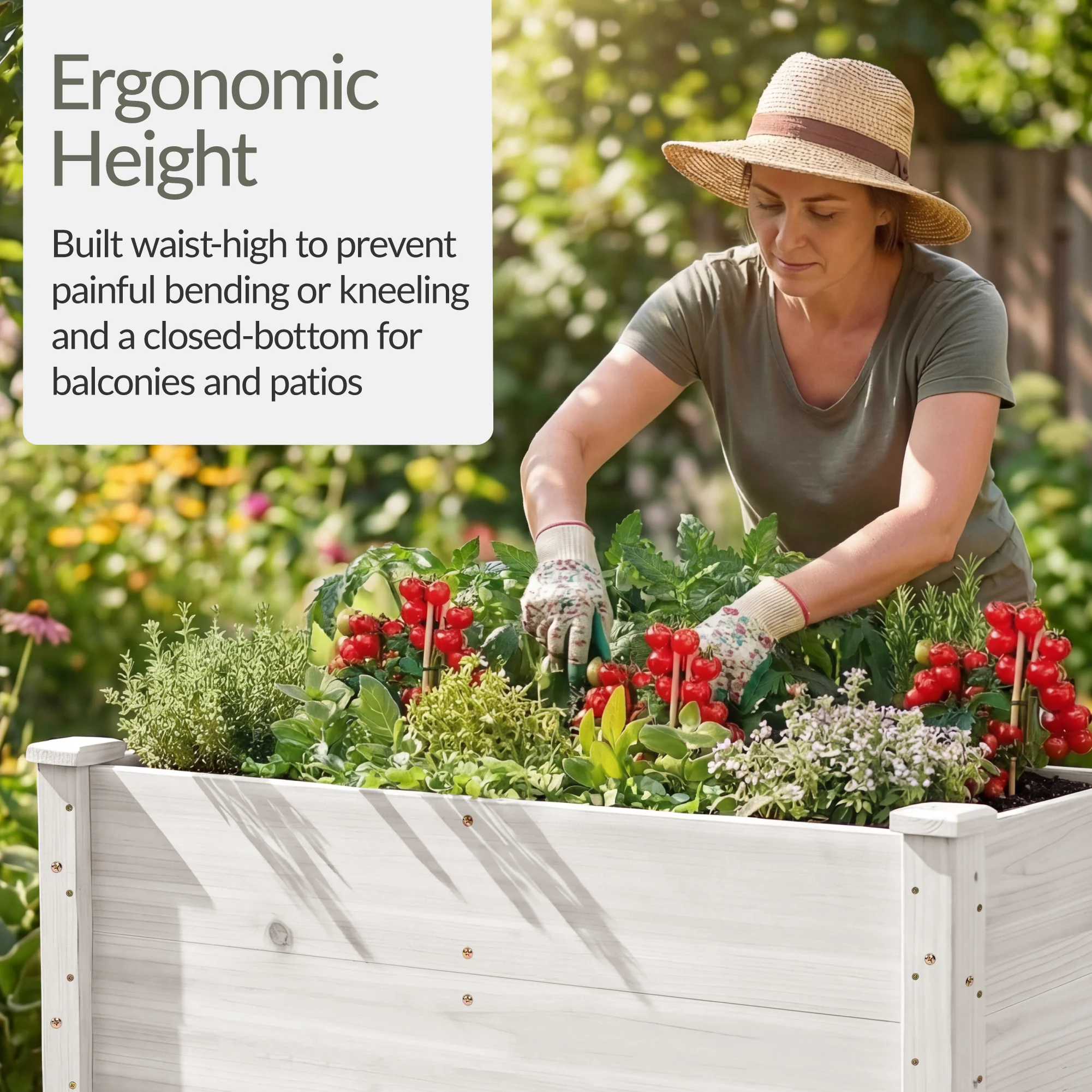 48" x 24" x 30" Raised Wooden Garden Bed w/16" Depth, Elevated Wood Planter - Image 46