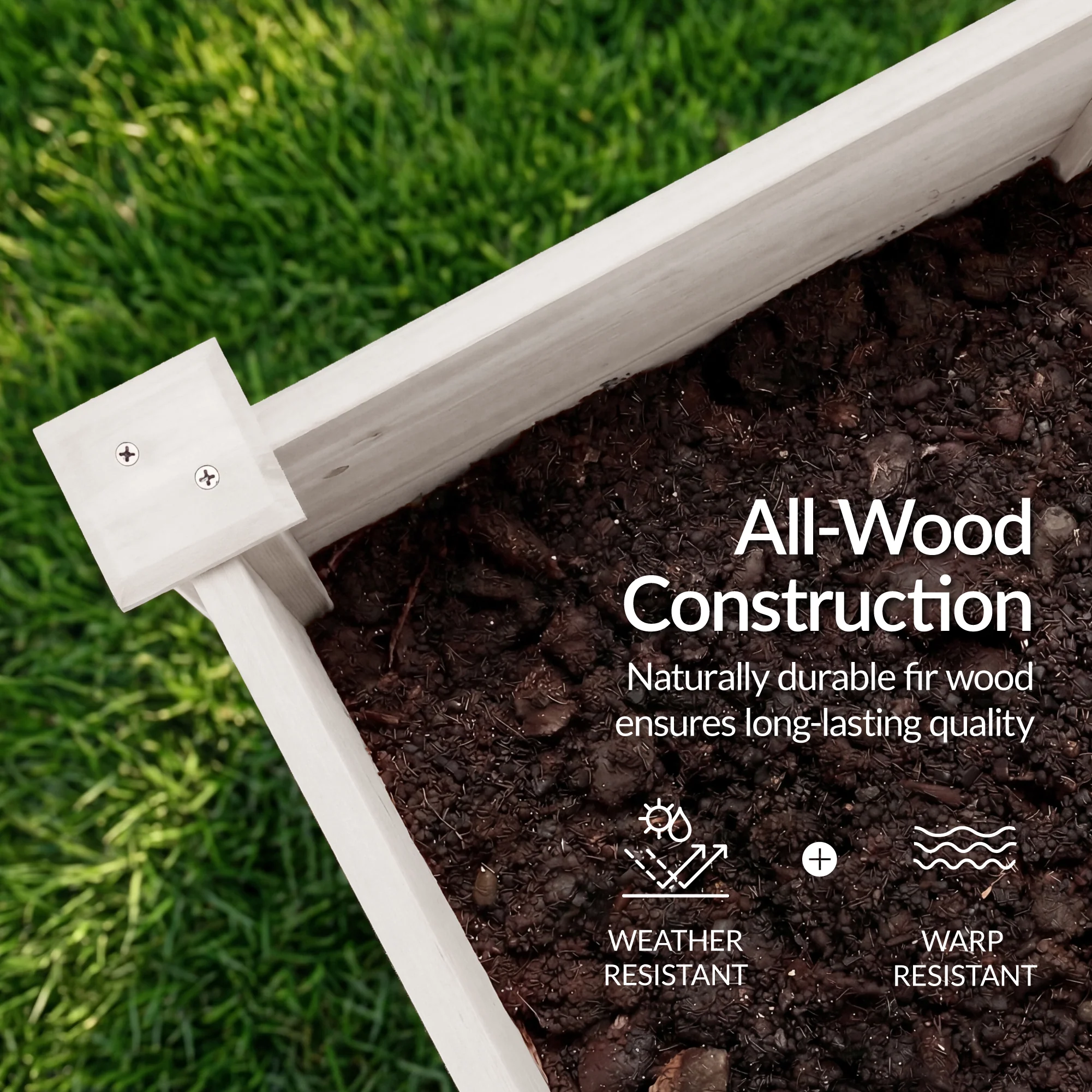 48" x 24" x 30" Raised Wooden Garden Bed w/16" Depth, Elevated Wood Planter - Image 48