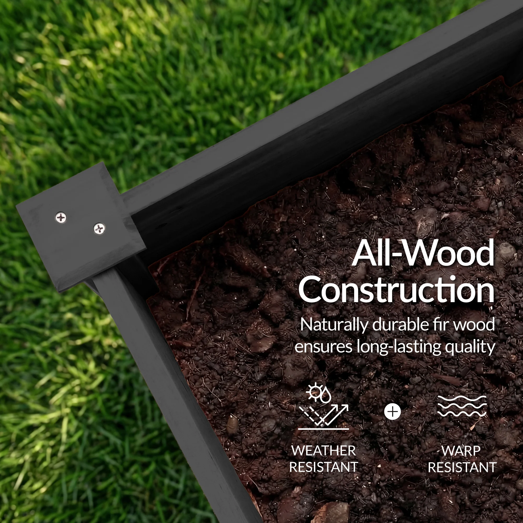 48" x 24" x 30" Raised Wooden Garden Bed w/16" Depth, Elevated Wood Planter - Image 6