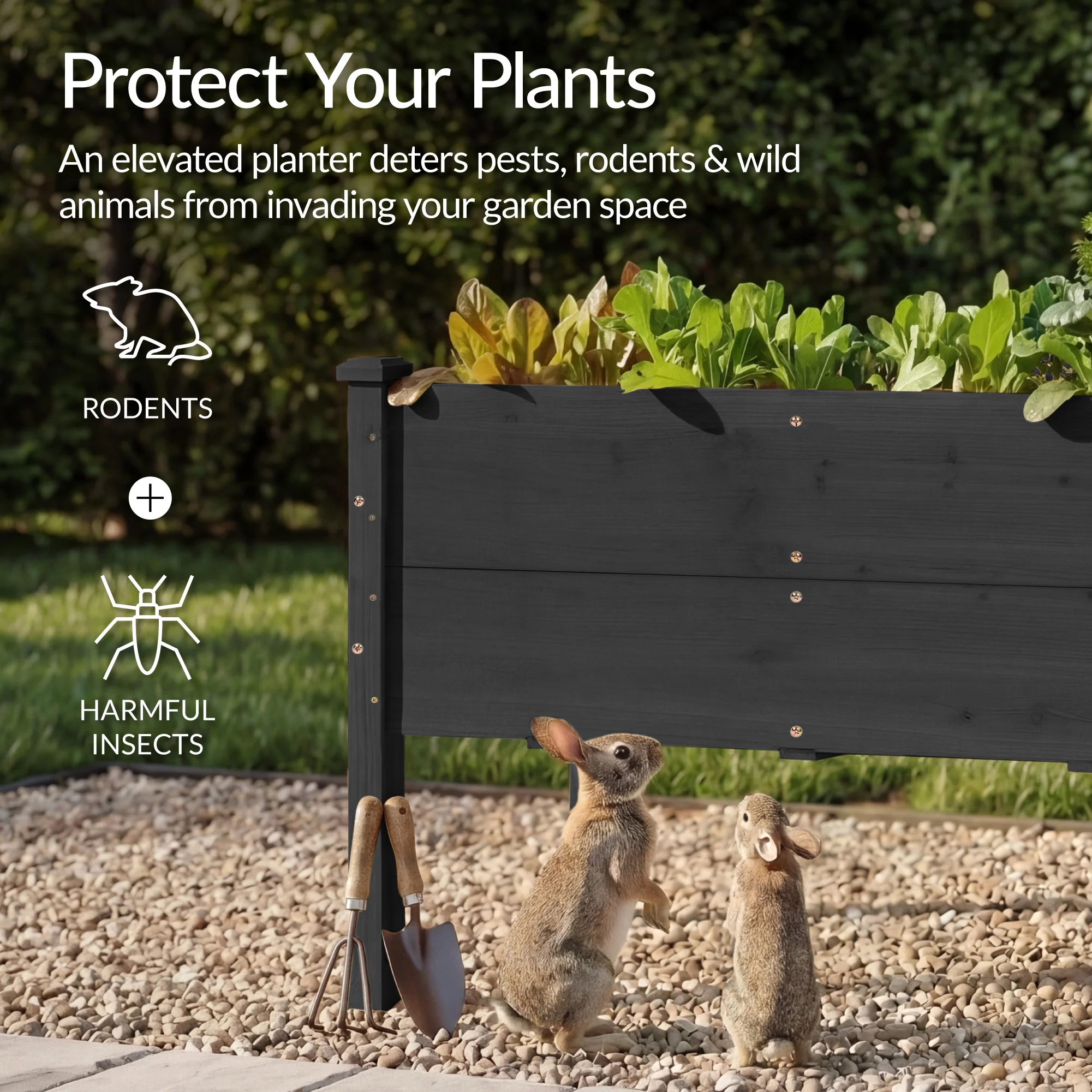 48" x 24" x 30" Raised Wooden Garden Bed w/16" Depth, Elevated Wood Planter - Image 7