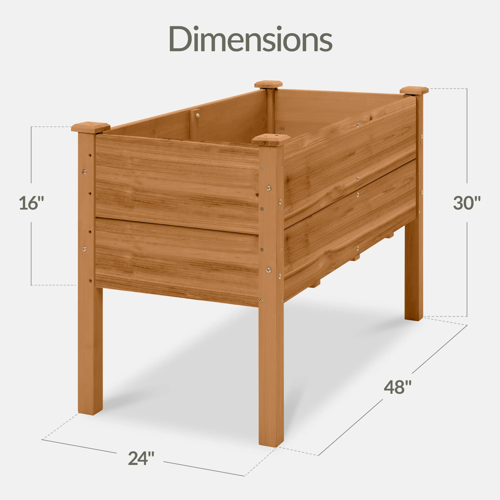48" x 24" x 30" Raised Wooden Garden Bed w/16" Depth, Elevated Wood Planter - Image 9