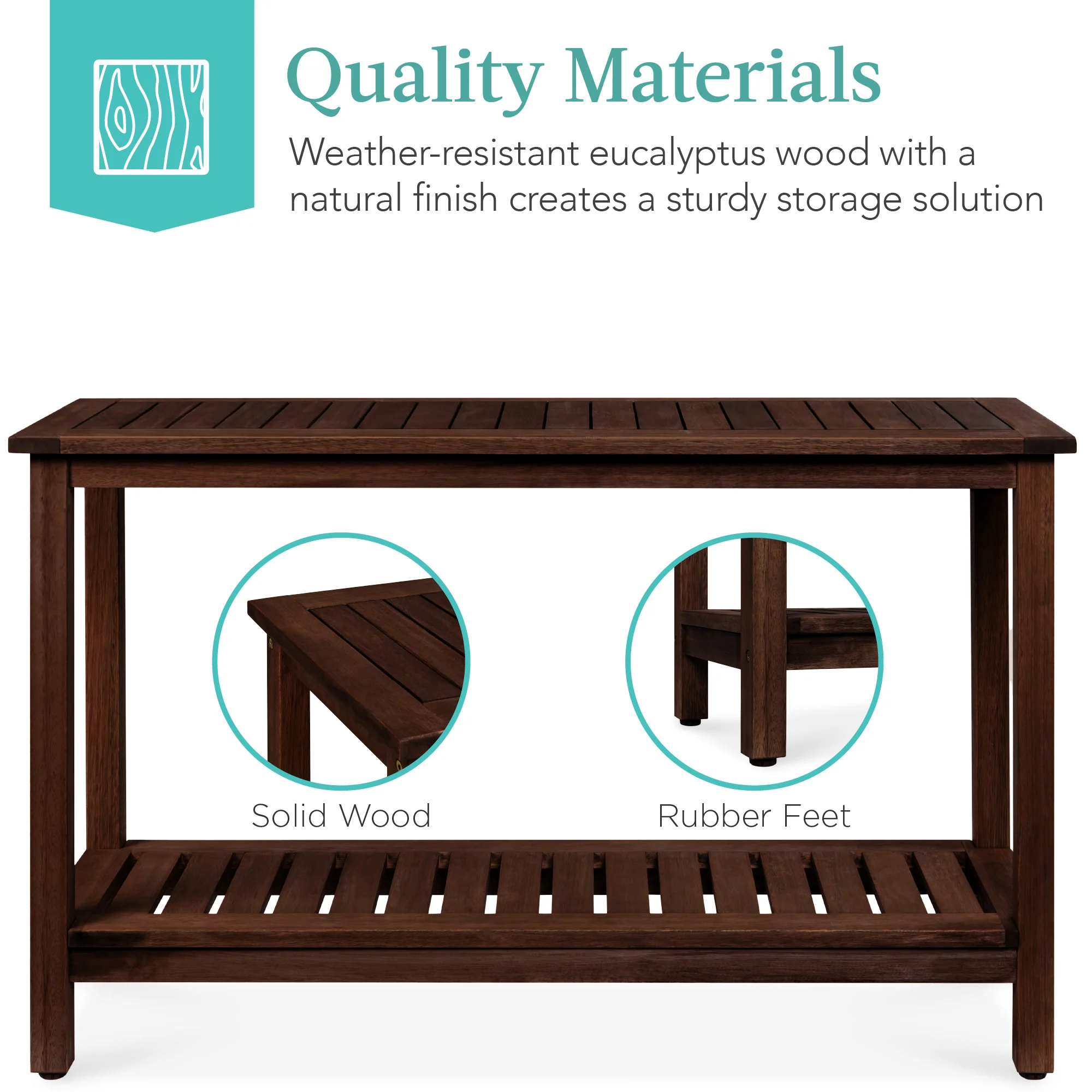 2-Shelf Wooden Console Table Storage Organizer w/ Natural Finish - 48in - Image 12