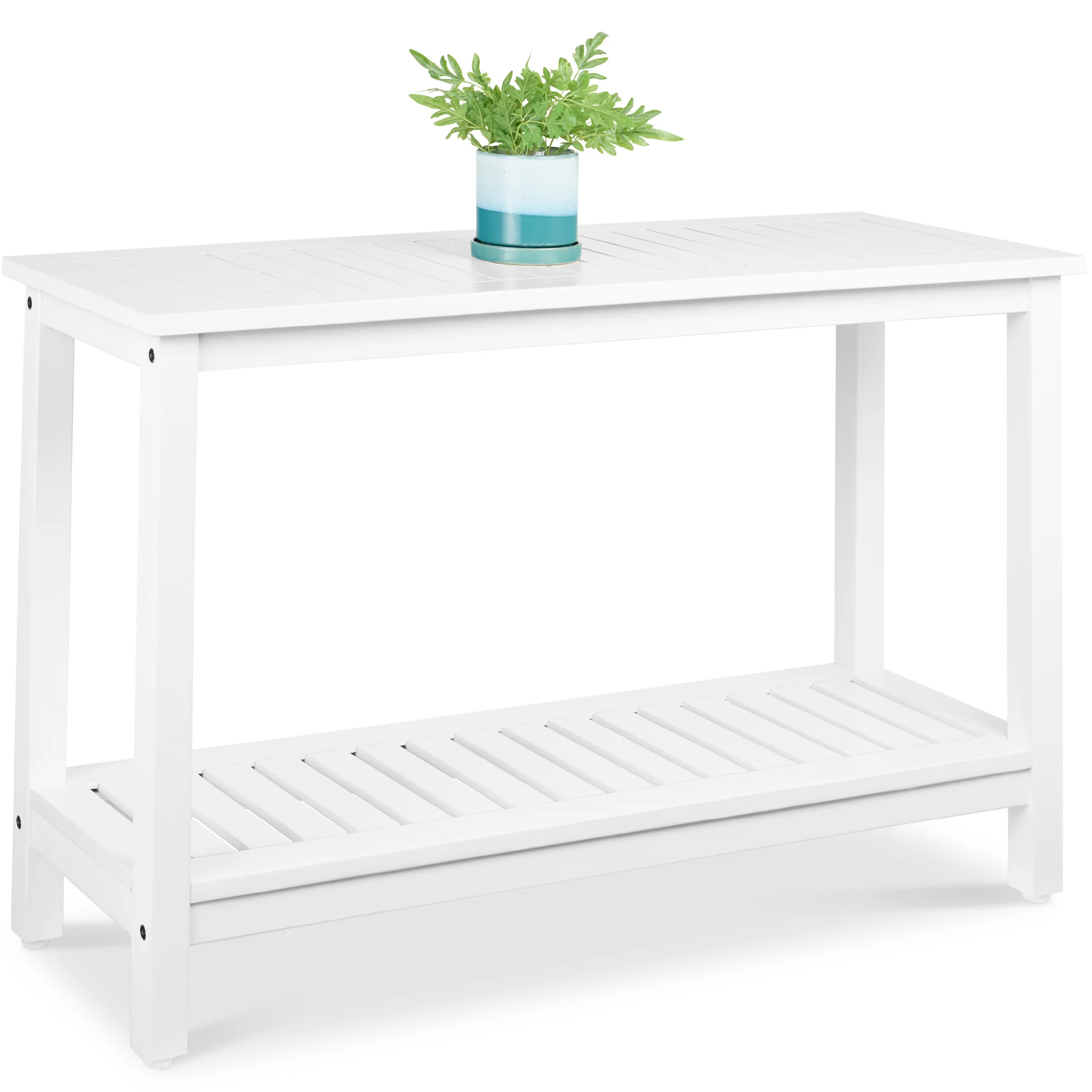 2-Shelf Wooden Console Table Storage Organizer w/ Natural Finish - 48in - Image 15