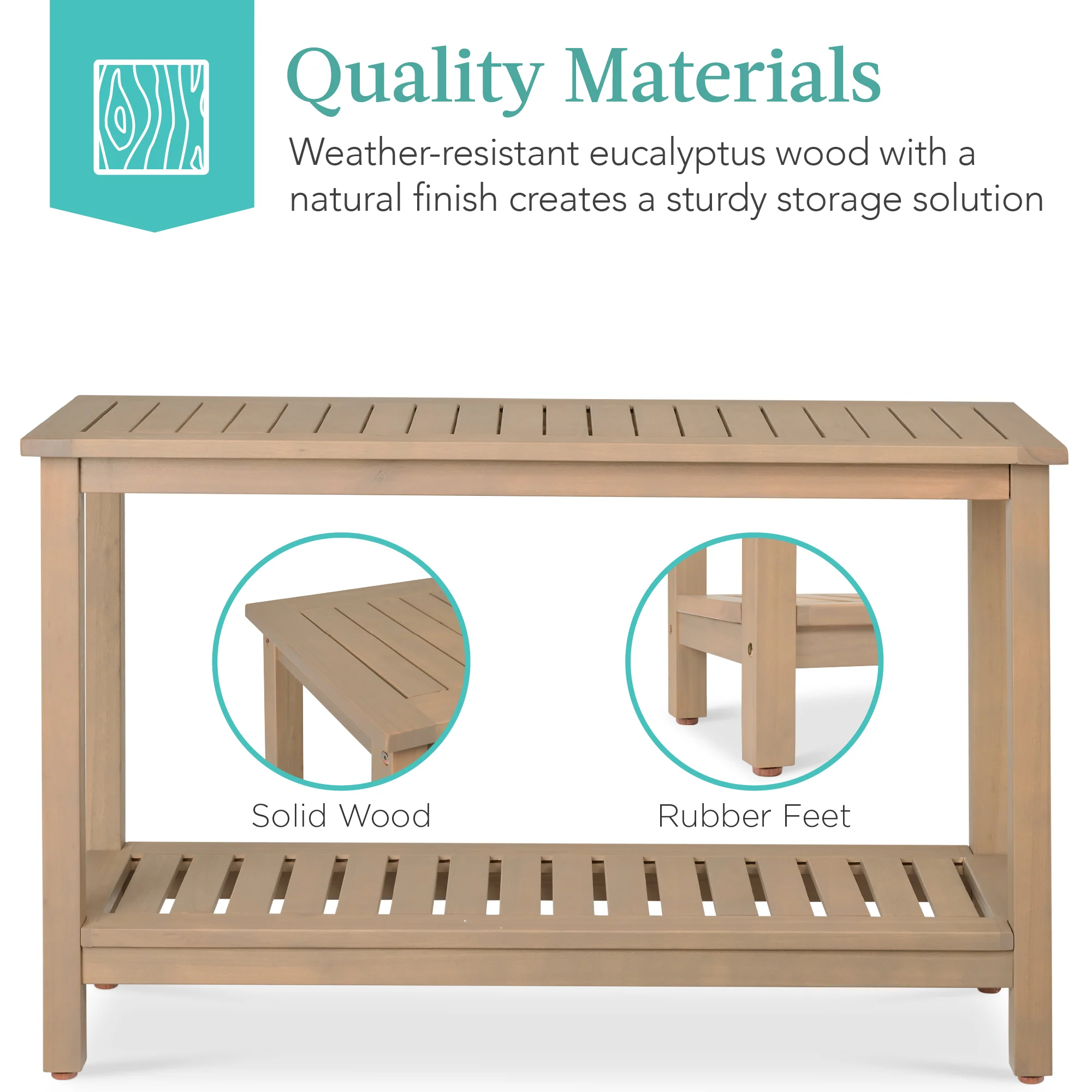 2-Shelf Wooden Console Table Storage Organizer w/ Natural Finish - 48in - Image 26