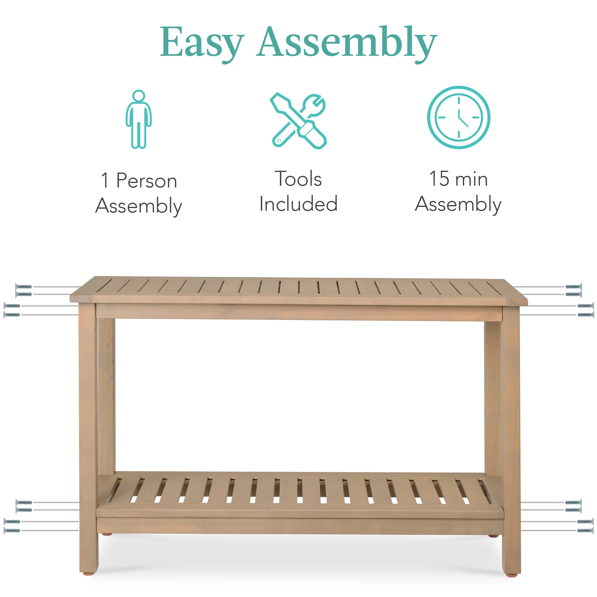 2-Shelf Wooden Console Table Storage Organizer w/ Natural Finish - 48in - Image 27