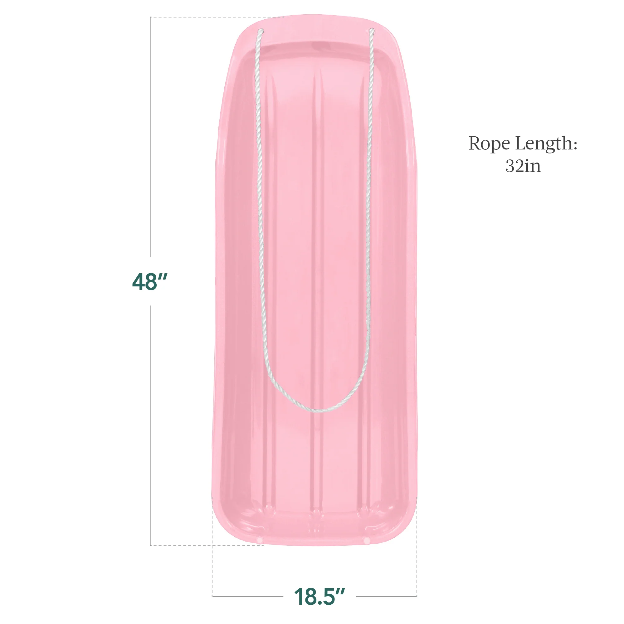 48in Kids Toboggan Snow Sled Board w/ Pull Rope, Curved Edges - Image 13