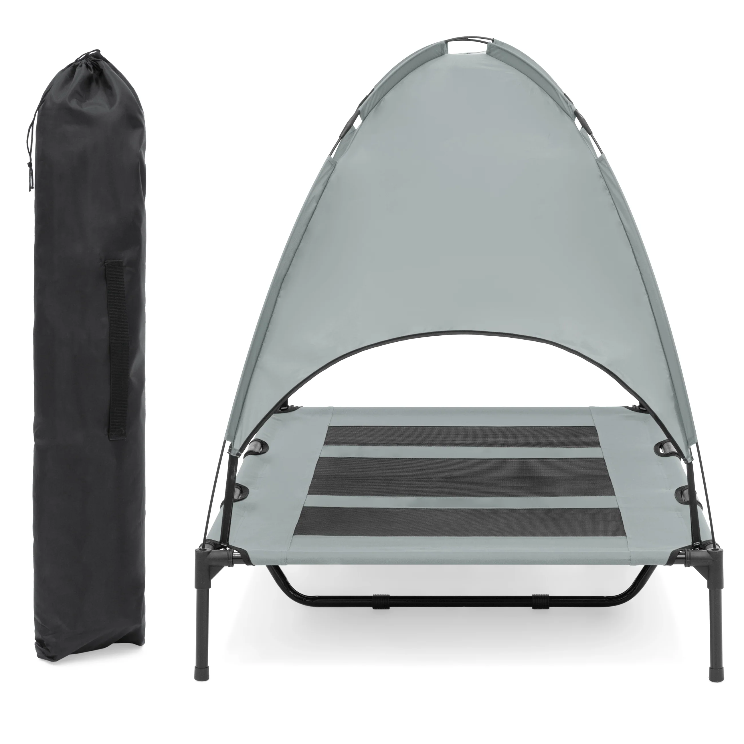 Elevated Cooling Dog Bed, Outdoor Pet Cot w/ Canopy, Carry Bag - 48in - Image 12