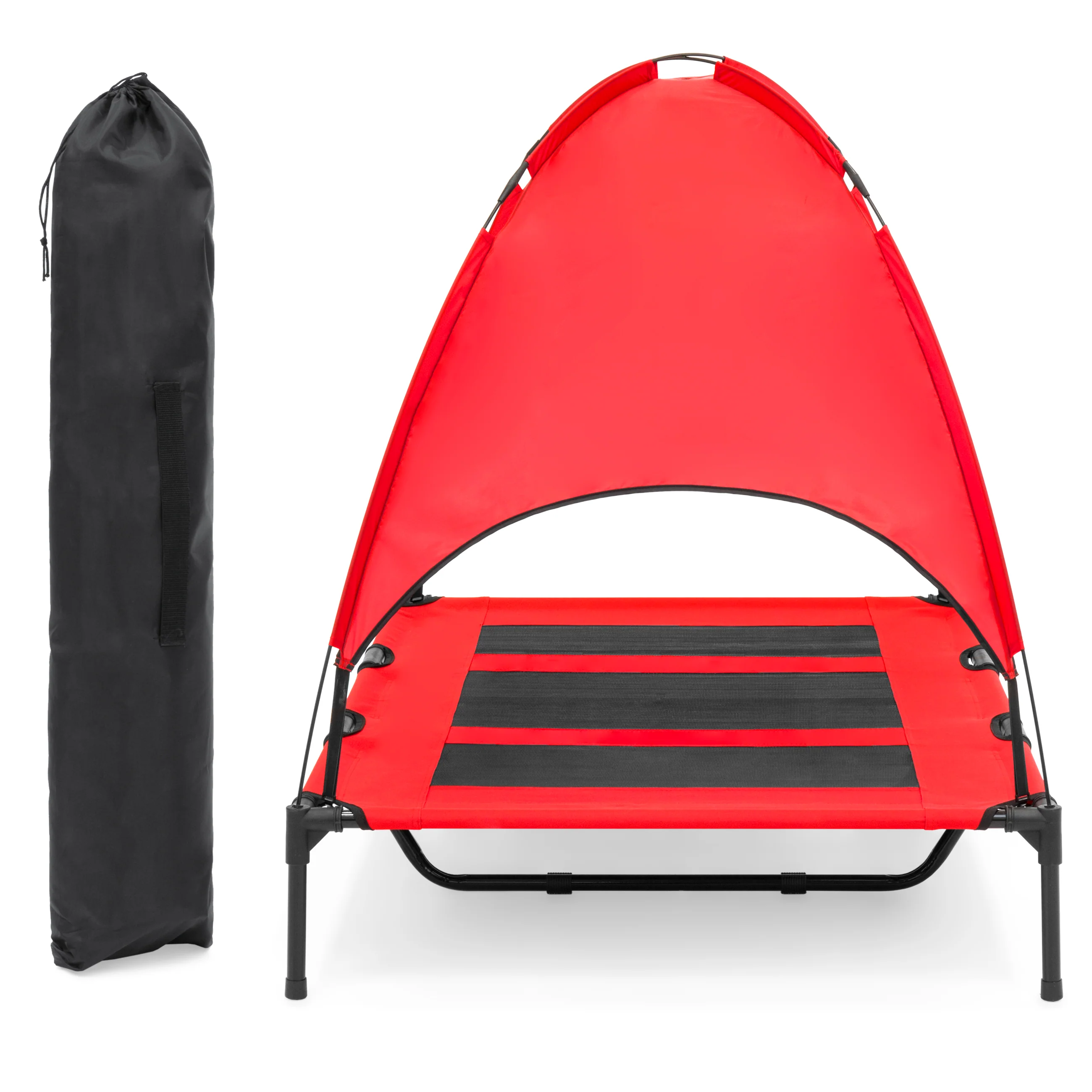 Elevated Cooling Dog Bed, Outdoor Pet Cot w/ Canopy, Carry Bag - 48in - Image 5