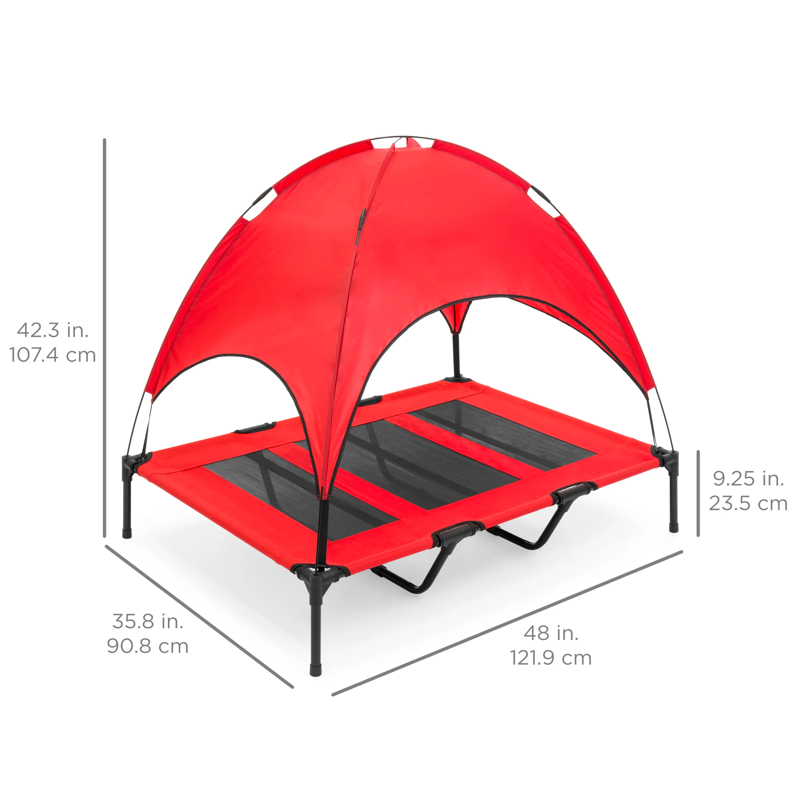 Elevated Cooling Dog Bed, Outdoor Pet Cot w/ Canopy, Carry Bag - 48in - Image 7