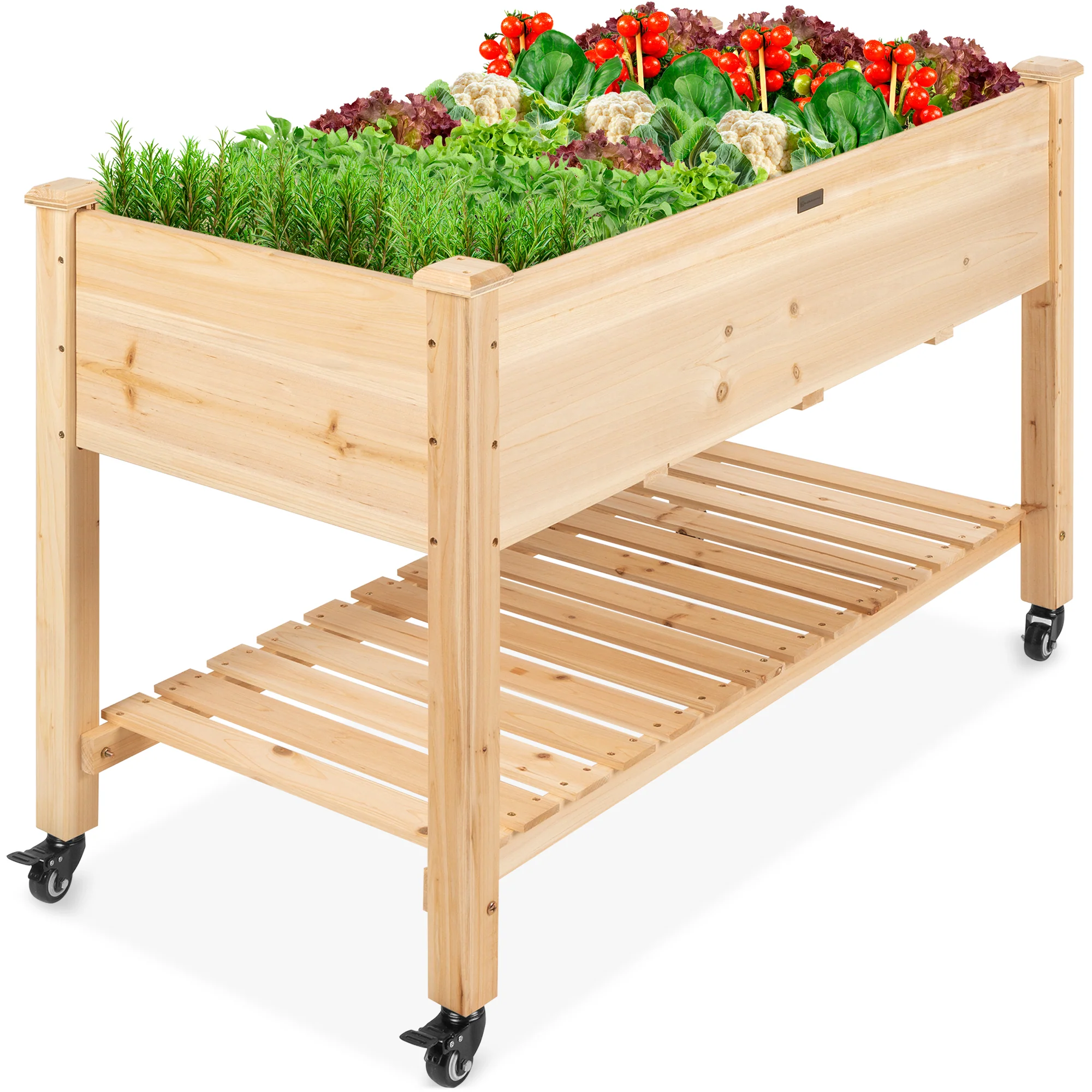 Mobile Raised Garden Bed Elevated Planter w/ Wheels, Shelf - 48x24x32in - Image 8