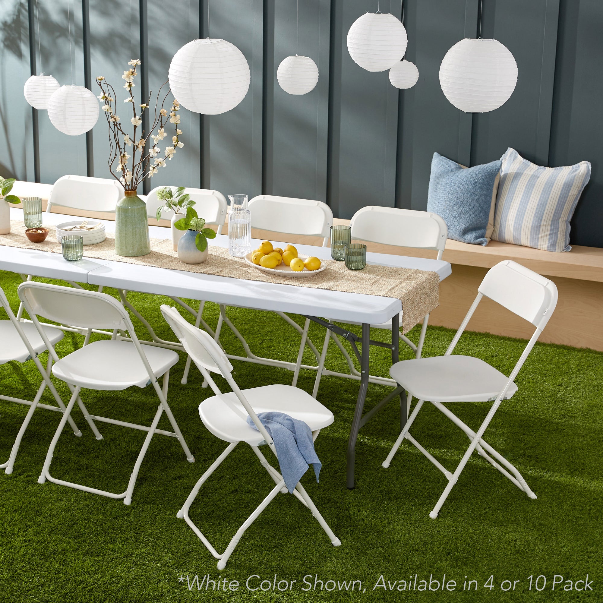Set of 10 Folding Stacking Plastic Chairs w/ Non-Slip Feet - Image 10