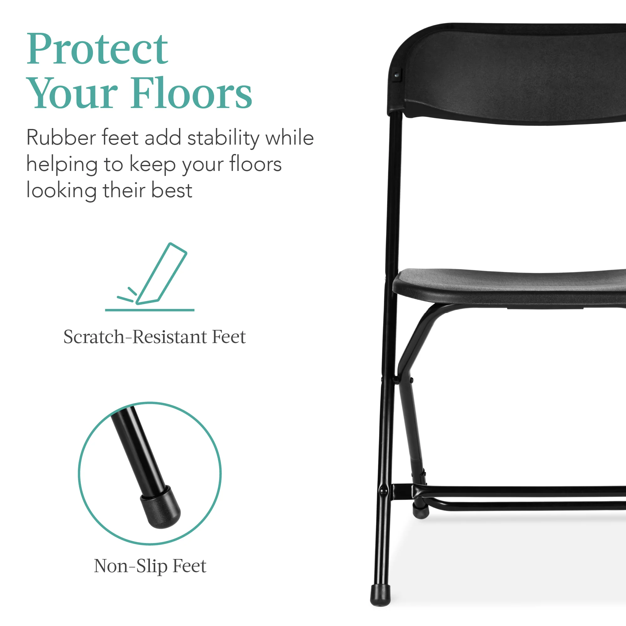 Set of 10 Folding Stacking Plastic Chairs w/ Non-Slip Feet - Image 12