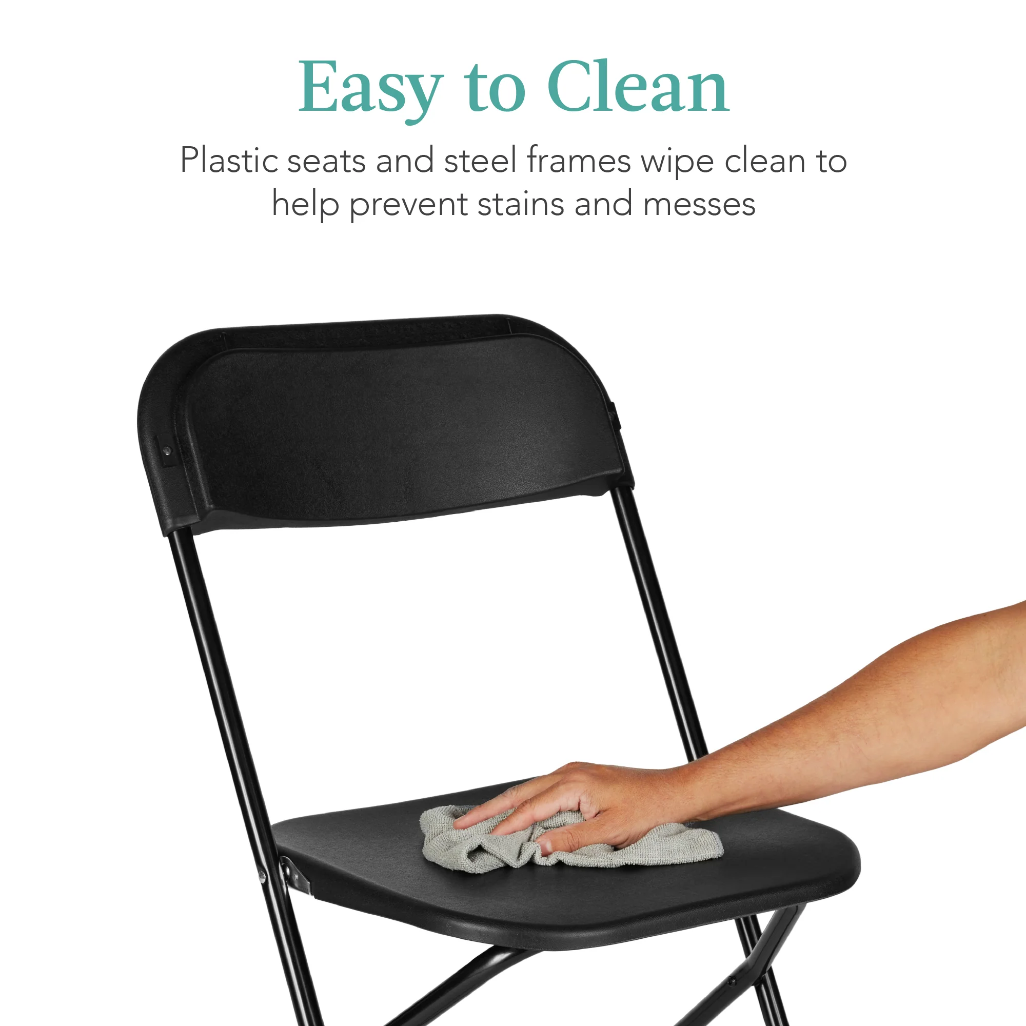 Set of 10 Folding Stacking Plastic Chairs w/ Non-Slip Feet - Image 13