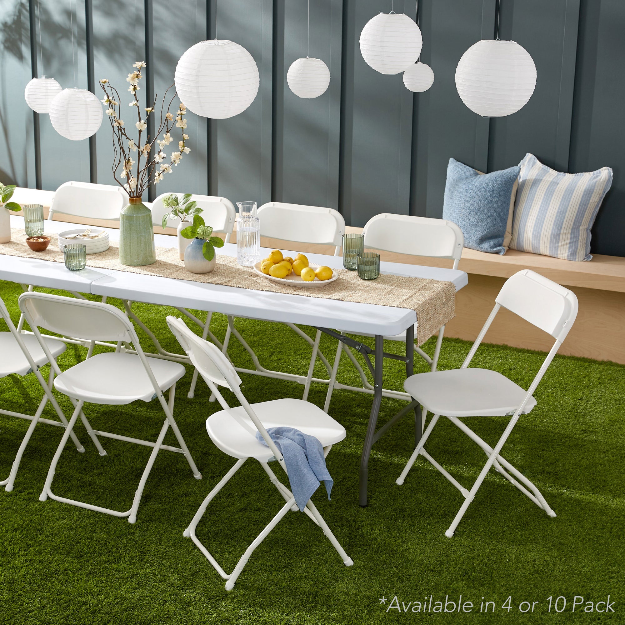 Set of 10 Folding Stacking Plastic Chairs w/ Non-Slip Feet - Image 3