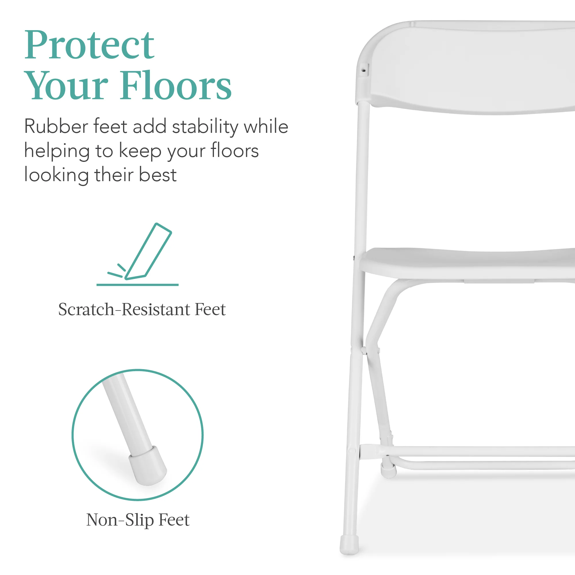 Set of 10 Folding Stacking Plastic Chairs w/ Non-Slip Feet - Image 5