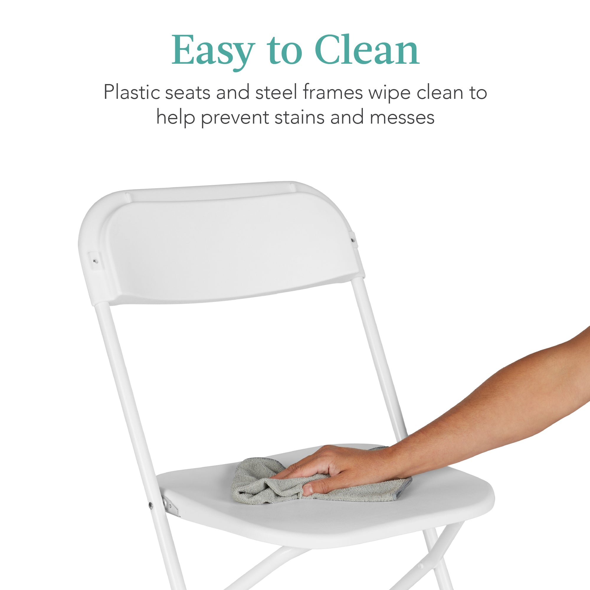 Set of 10 Folding Stacking Plastic Chairs w/ Non-Slip Feet - Image 6