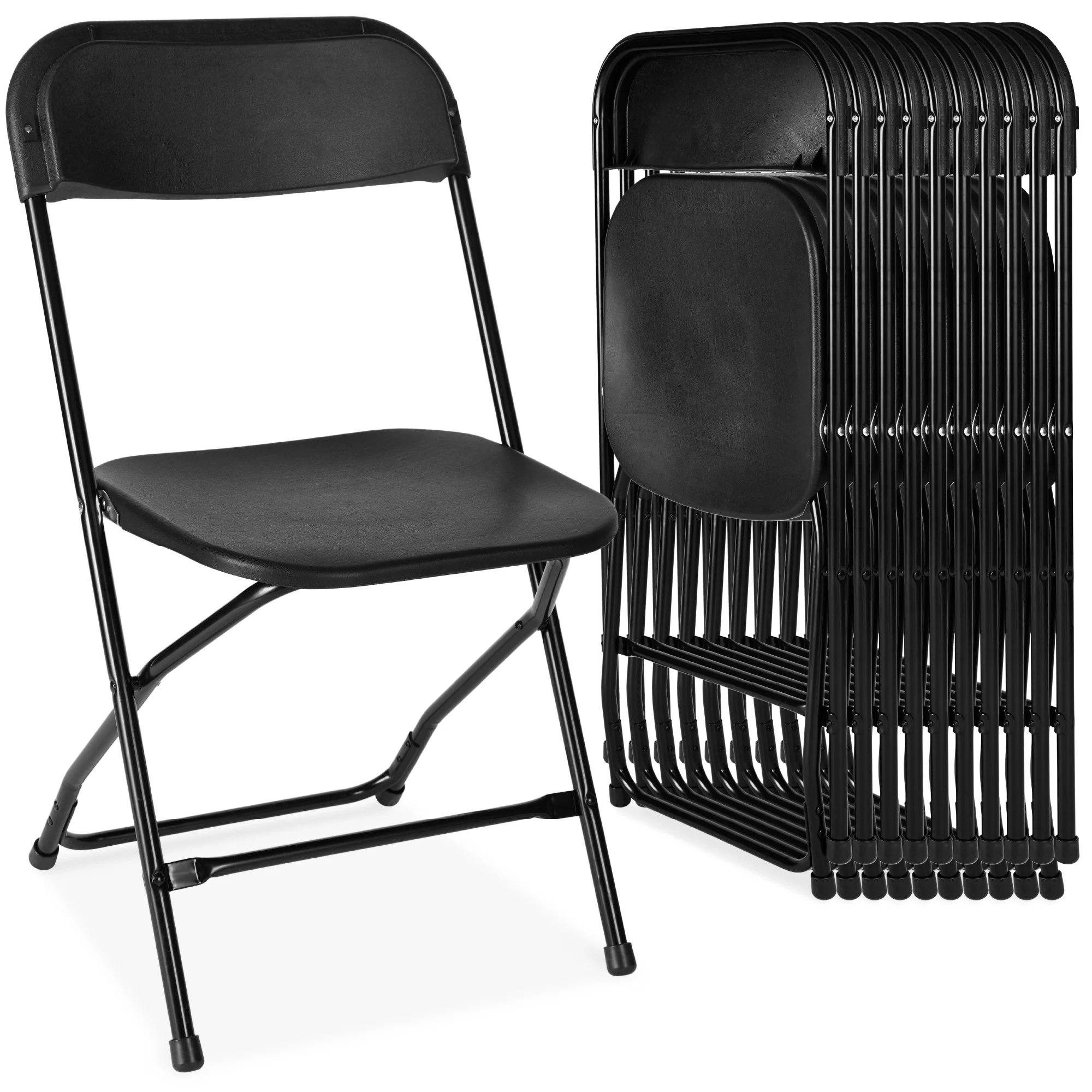 Set of 10 Folding Stacking Plastic Chairs w/ Non-Slip Feet - Image 8