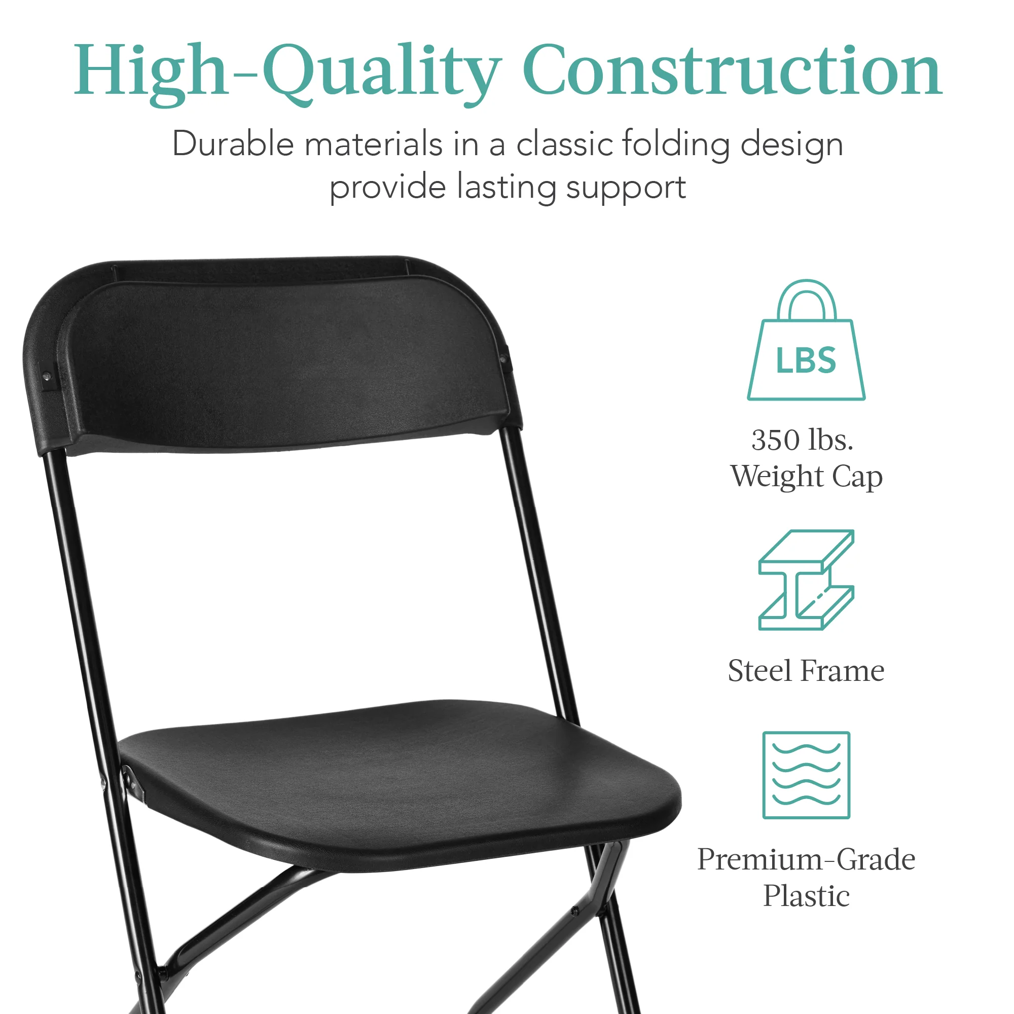Set of 10 Folding Stacking Plastic Chairs w/ Non-Slip Feet - Image 9