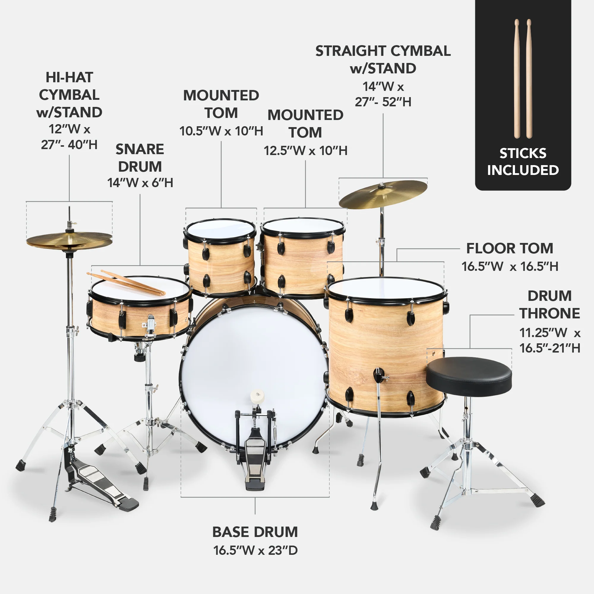5-Piece Full Size Drum Set For Adults - Image 18