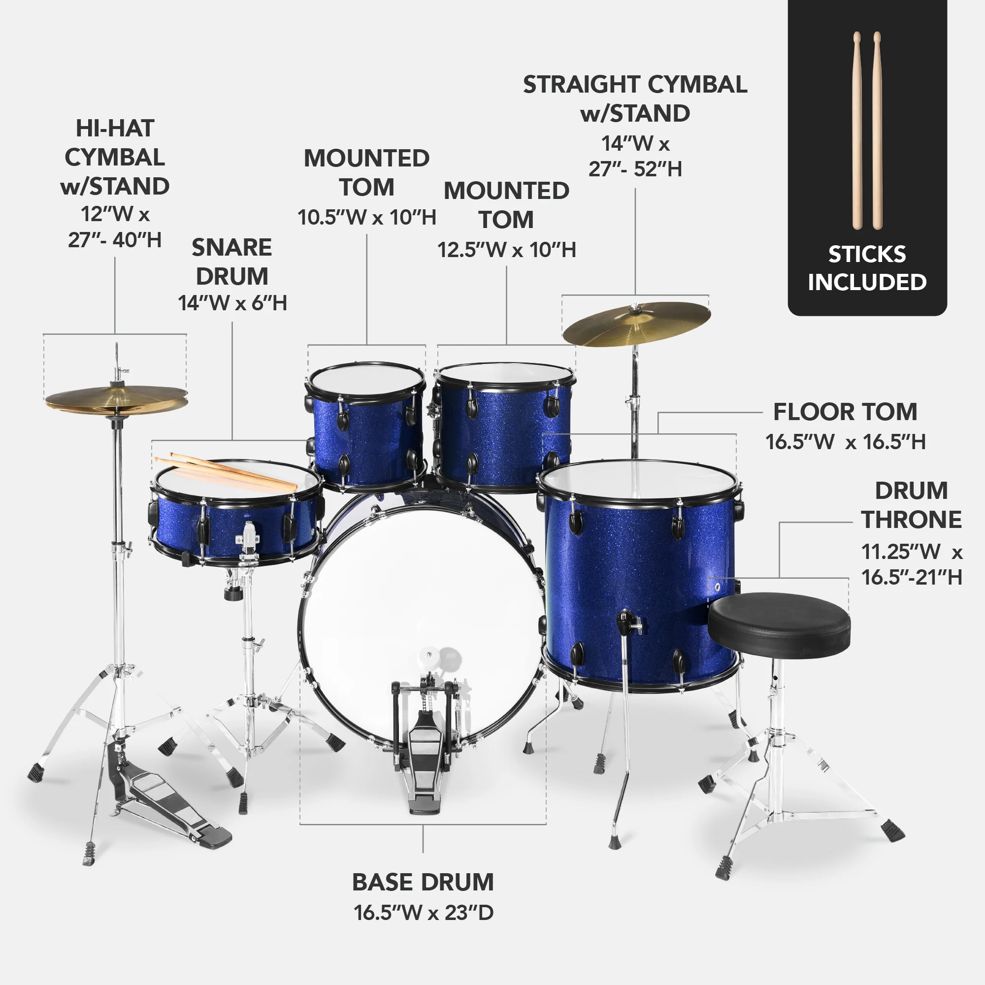 5-Piece Full Size Drum Set For Adults - Image 2
