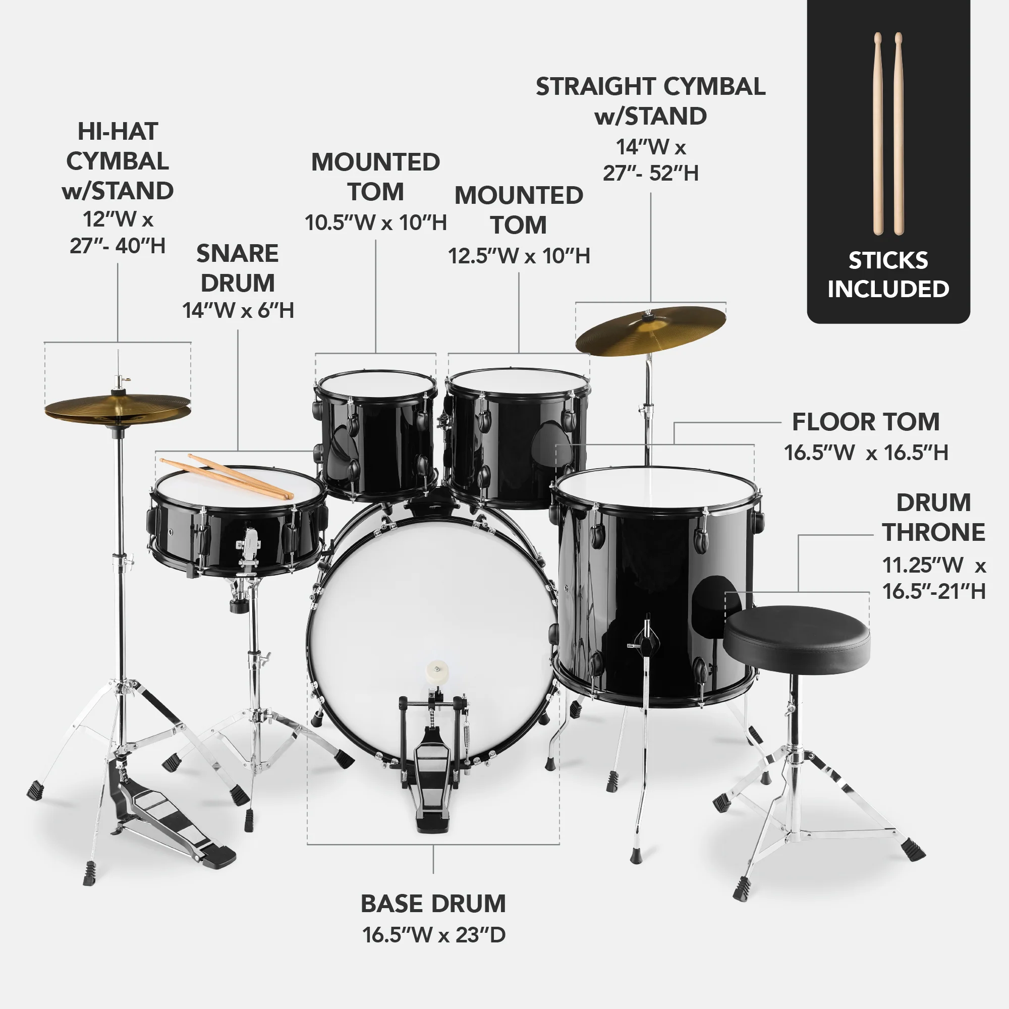 5-Piece Full Size Drum Set For Adults - Image 34