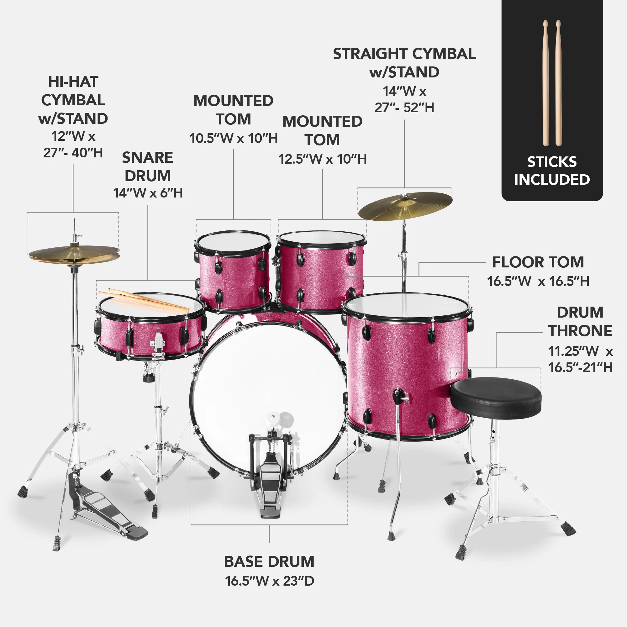 5-Piece Full Size Drum Set For Adults - Image 42