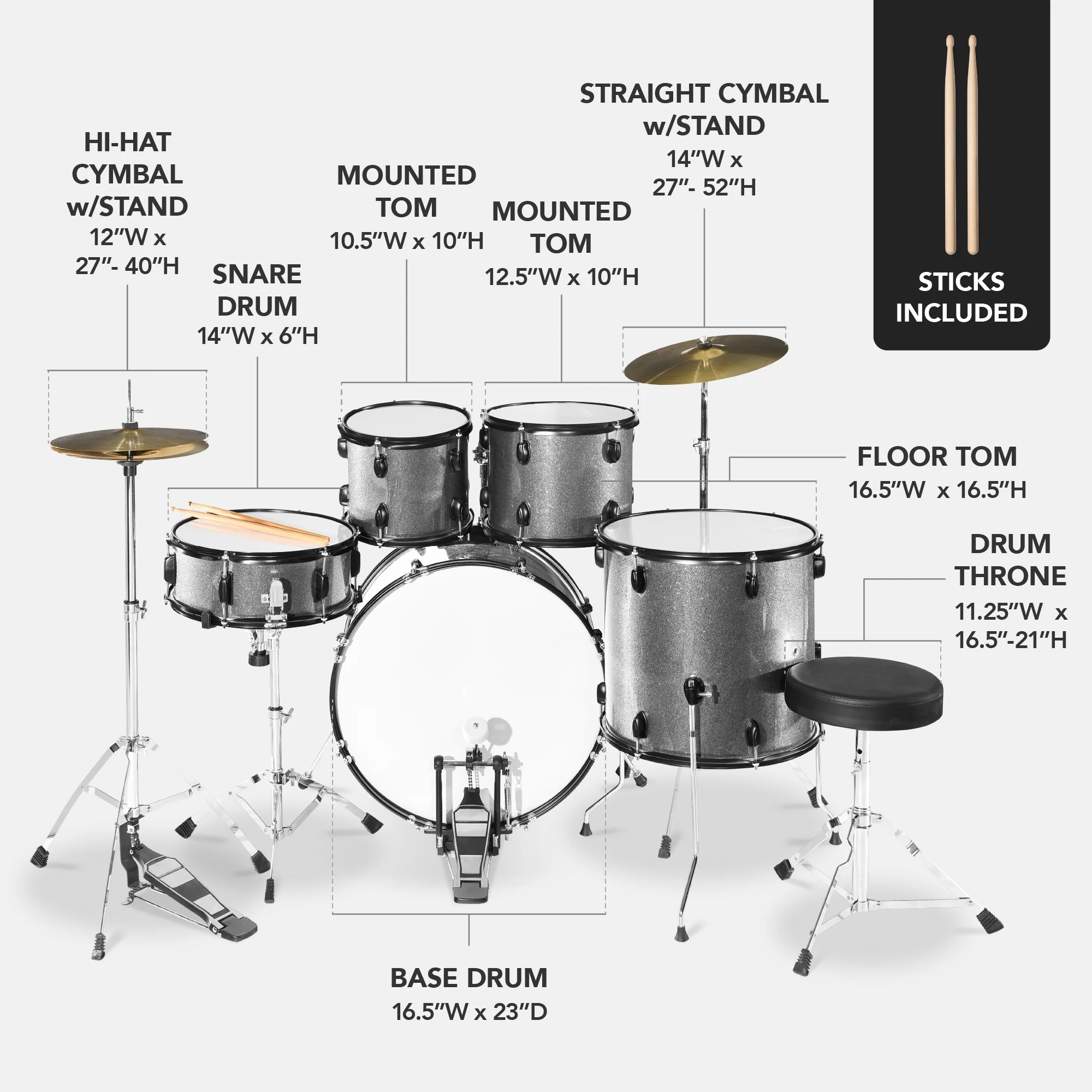5-Piece Full Size Drum Set For Adults - Image 50