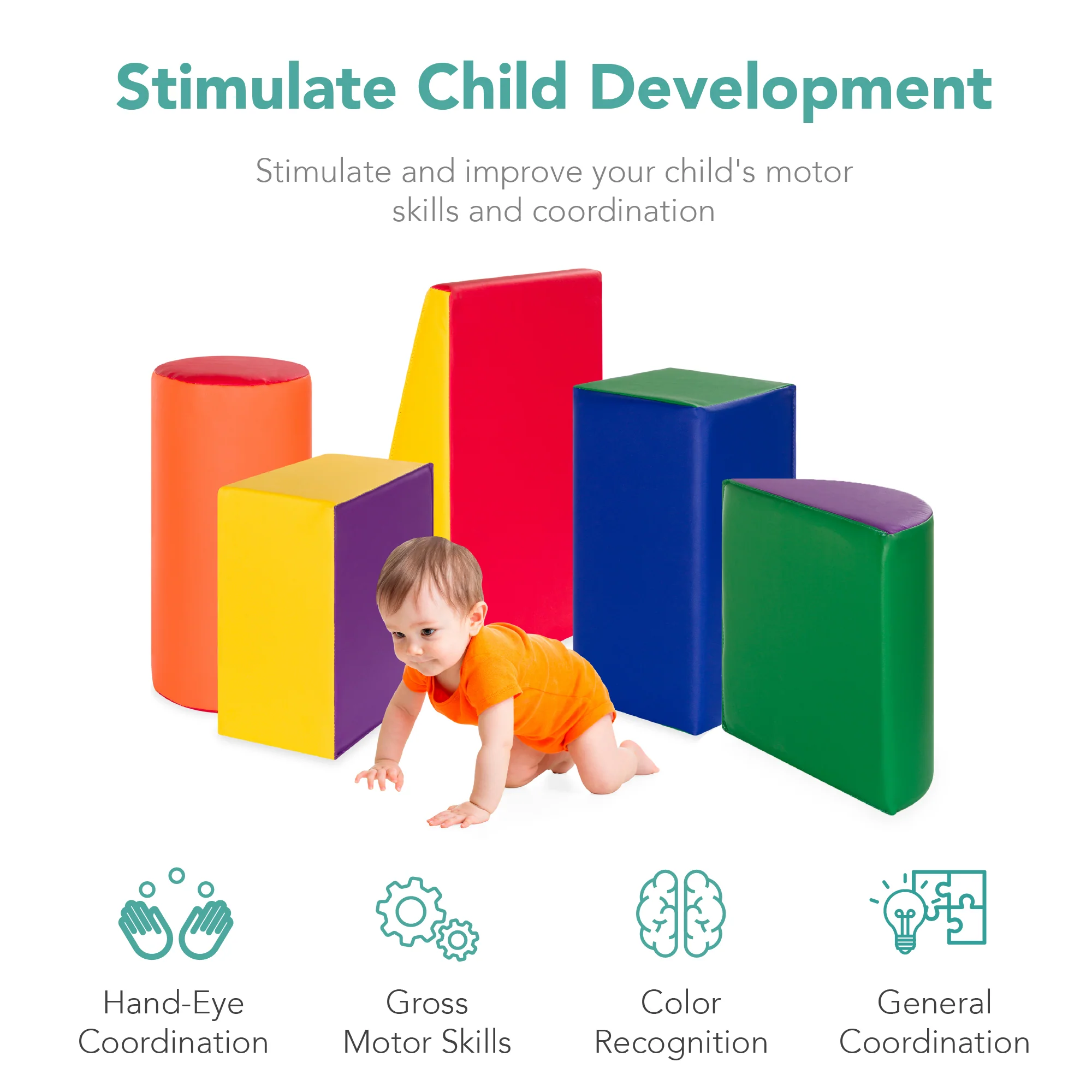 5-Piece Kids Climb & Crawl Soft Foam Shapes Structure Playset - Image 19