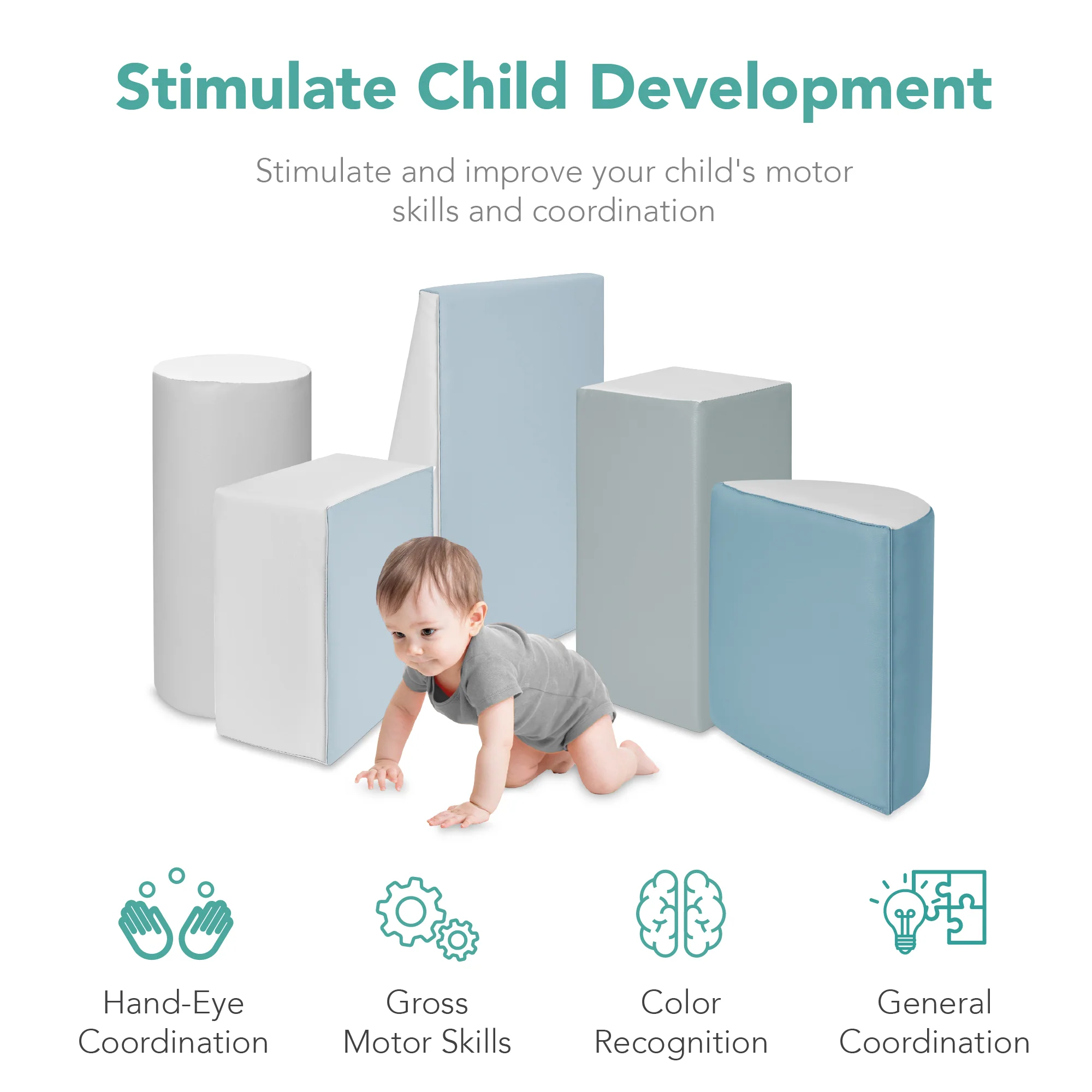 5-Piece Kids Climb & Crawl Soft Foam Shapes Structure Playset - Image 5