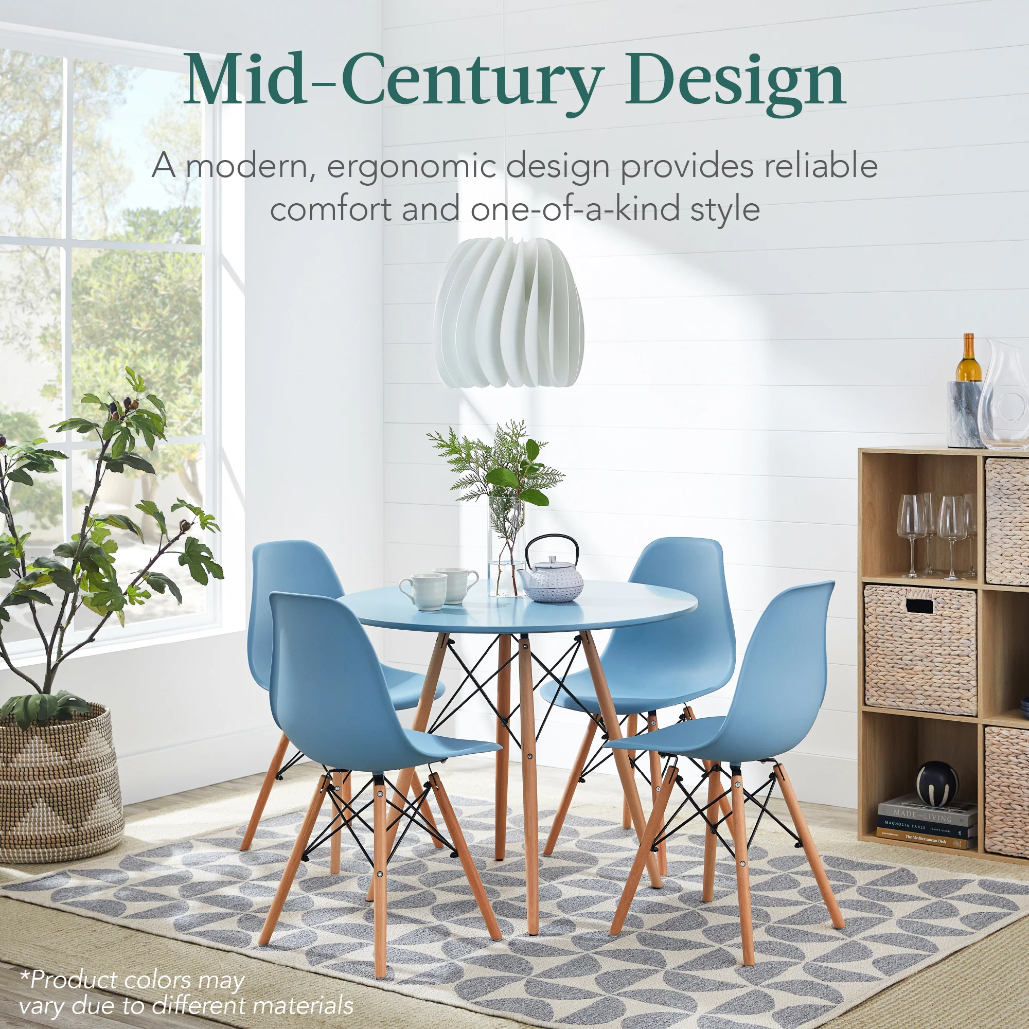 5-Piece Mid-Century Modern Dining Set w/ 4 Chairs, Wooden Legs, Metal Frame - Image 24