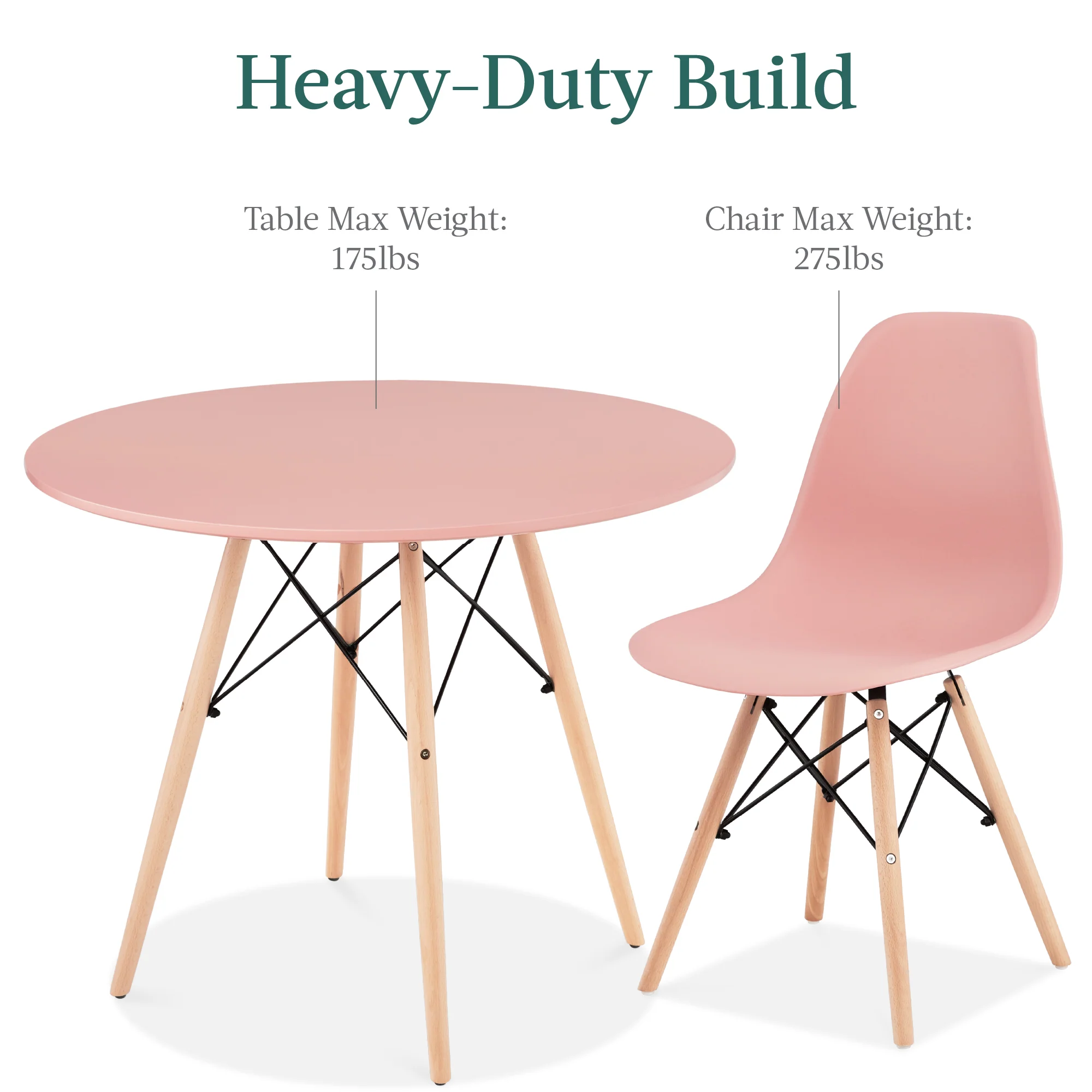 5-Piece Mid-Century Modern Dining Set w/ 4 Chairs, Wooden Legs, Metal Frame - Image 35