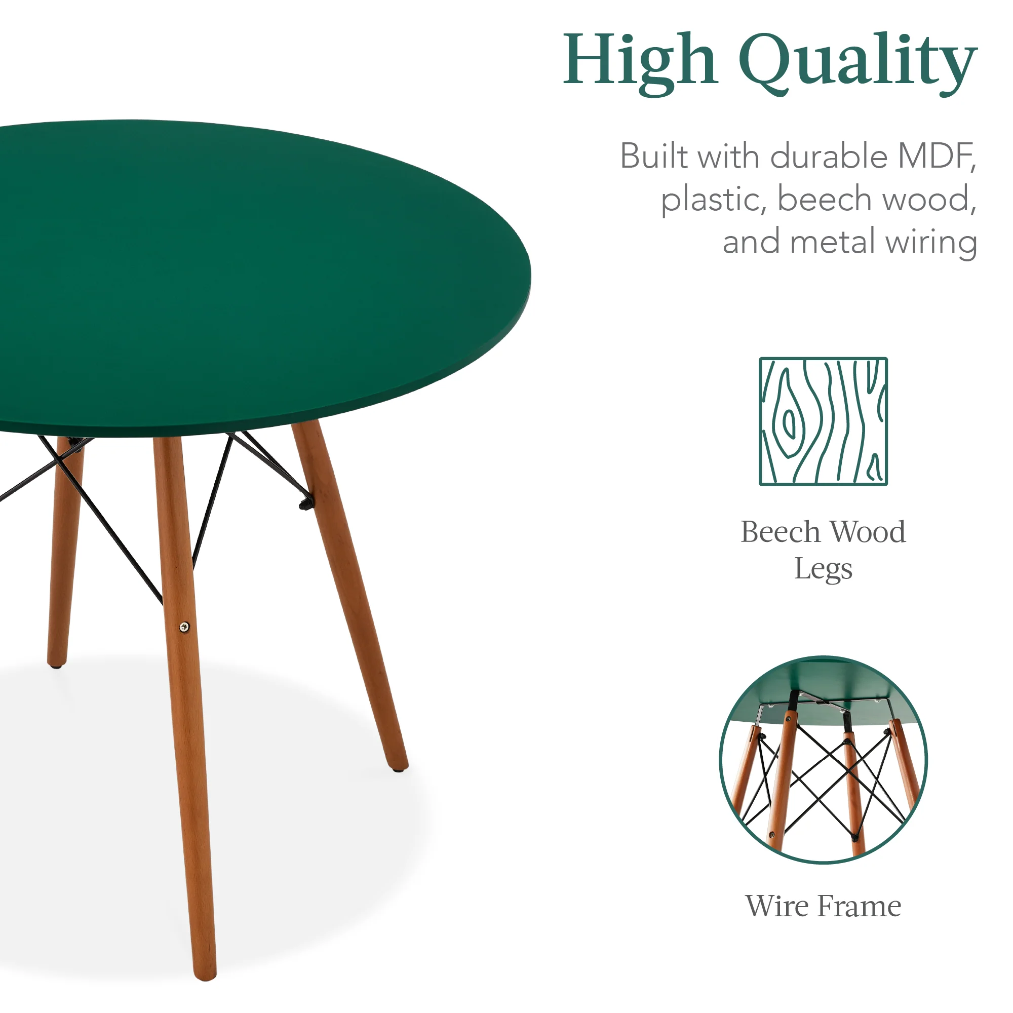 5-Piece Mid-Century Modern Dining Set w/ 4 Chairs, Wooden Legs, Metal Frame - Image 40