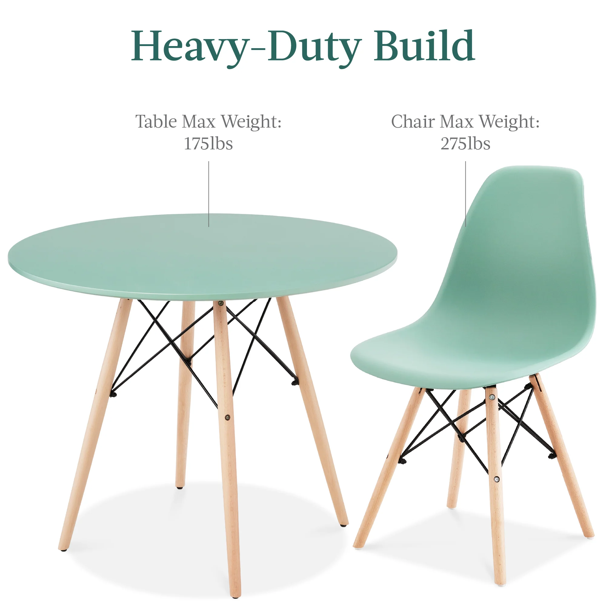 5-Piece Mid-Century Modern Dining Set w/ 4 Chairs, Wooden Legs, Metal Frame - Image 49