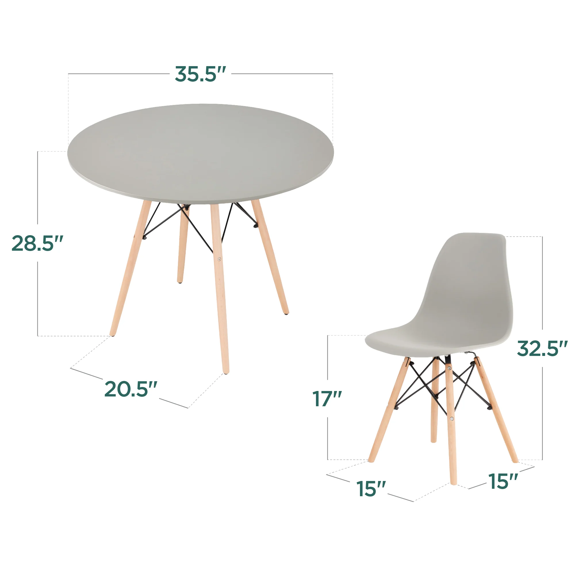 5-Piece Mid-Century Modern Dining Set w/ 4 Chairs, Wooden Legs, Metal Frame - Image 51