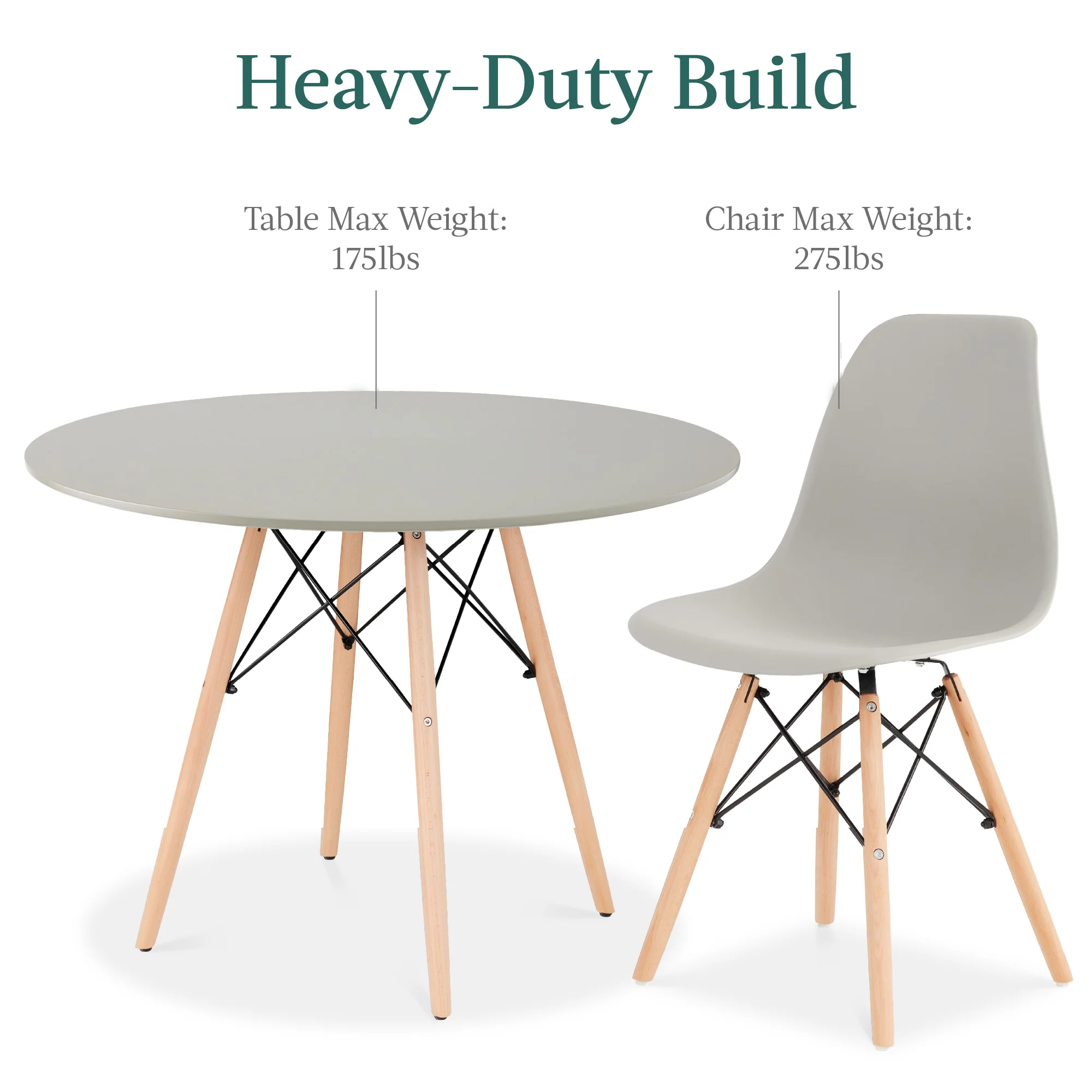 5-Piece Mid-Century Modern Dining Set w/ 4 Chairs, Wooden Legs, Metal Frame - Image 56
