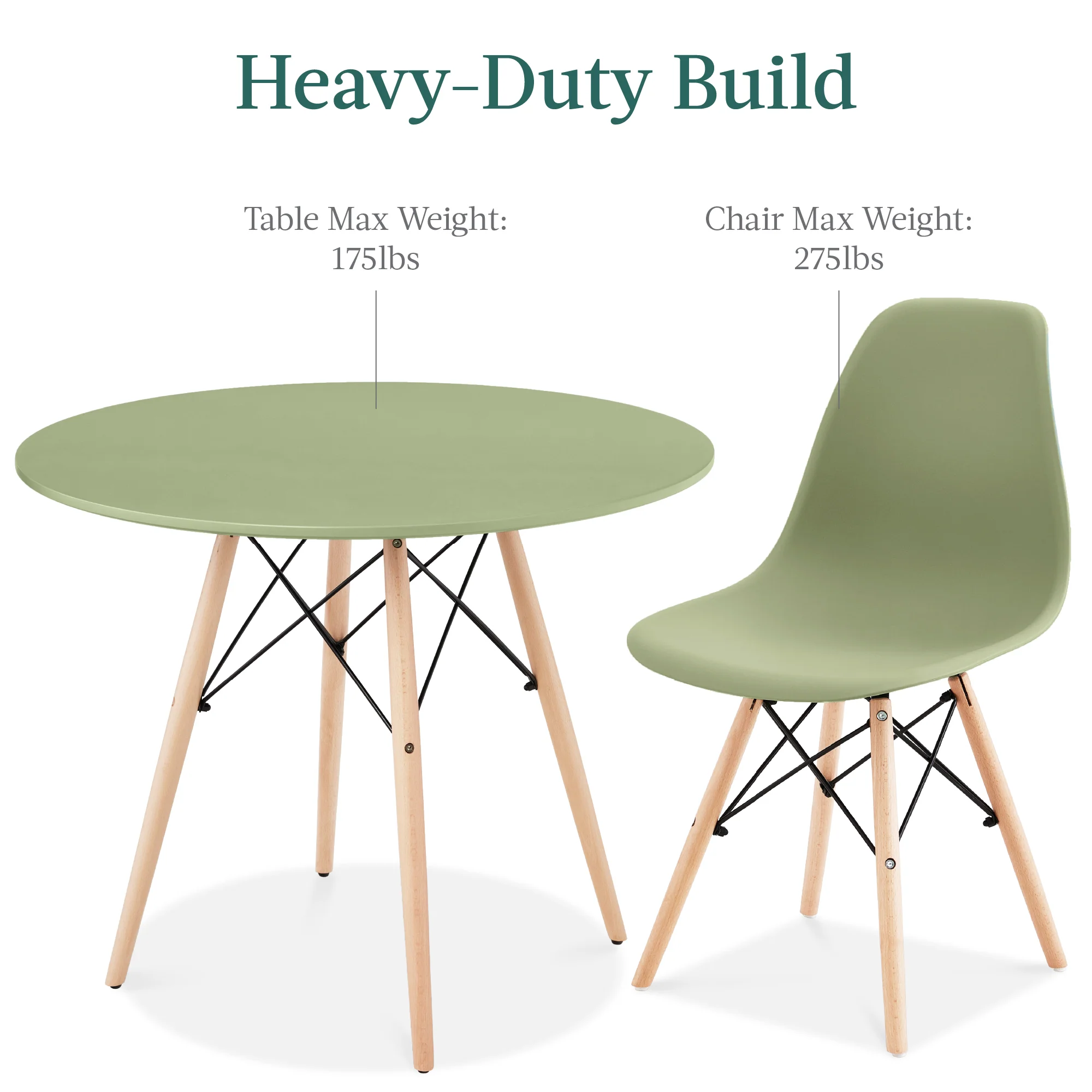 5-Piece Mid-Century Modern Dining Set w/ 4 Chairs, Wooden Legs, Metal Frame - Image 63