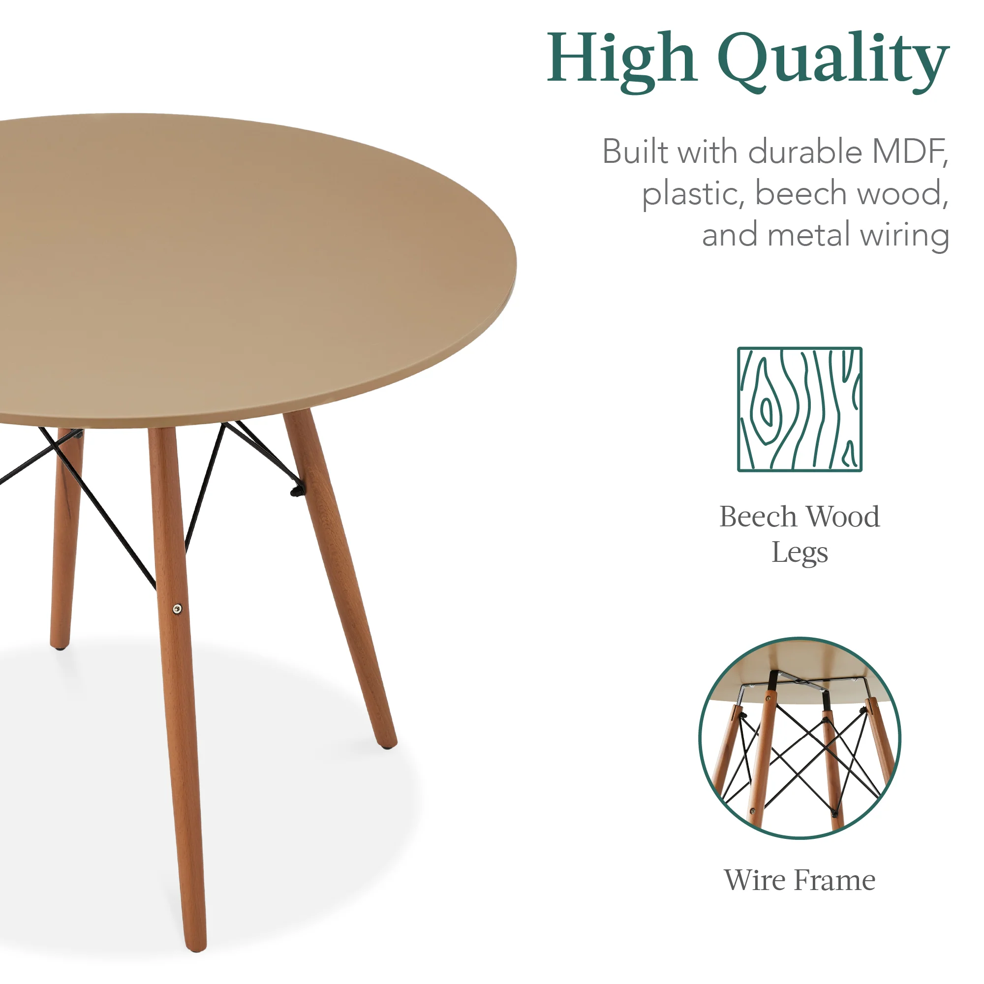 5-Piece Mid-Century Modern Dining Set w/ 4 Chairs, Wooden Legs, Metal Frame - Image 68
