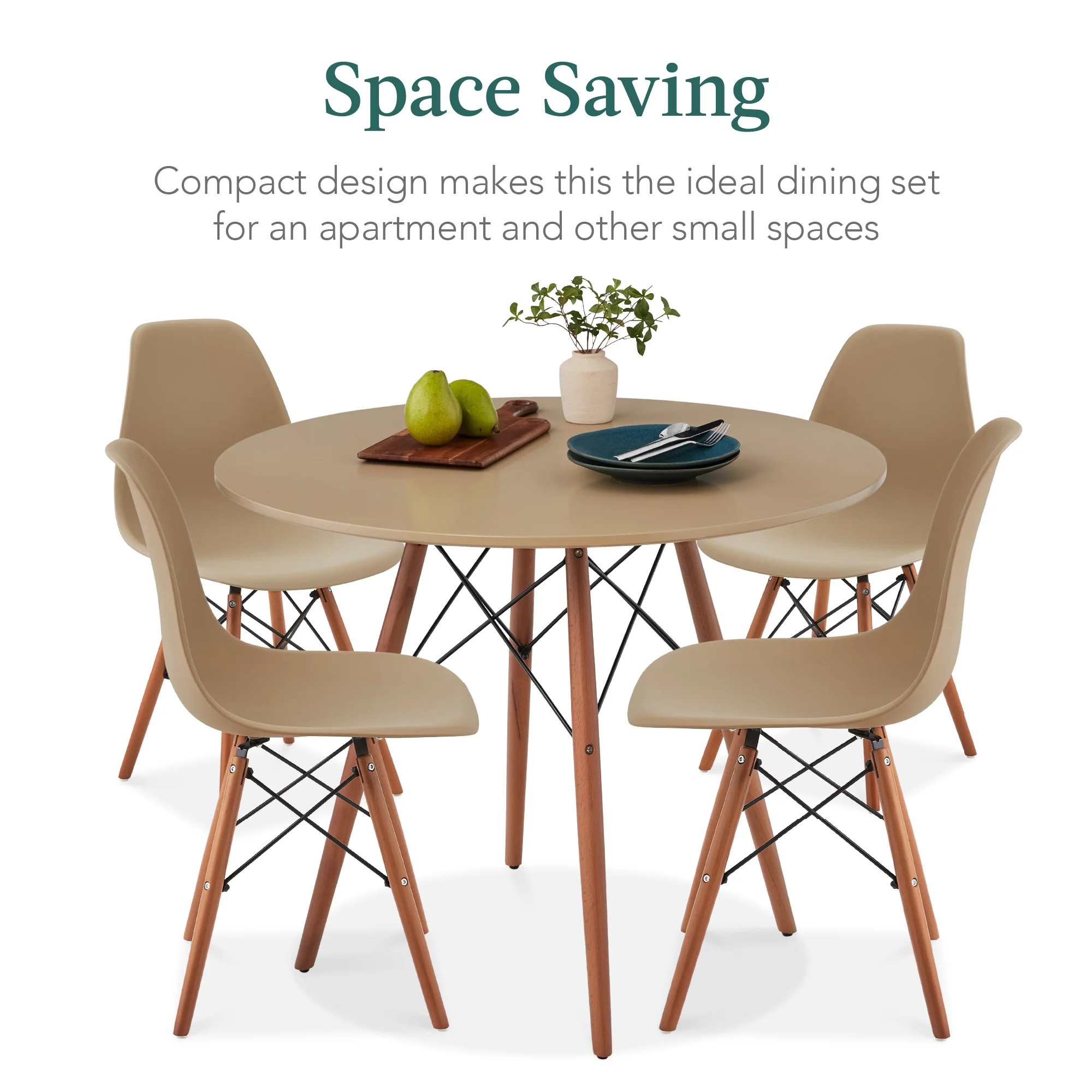 5-Piece Mid-Century Modern Dining Set w/ 4 Chairs, Wooden Legs, Metal Frame - Image 69