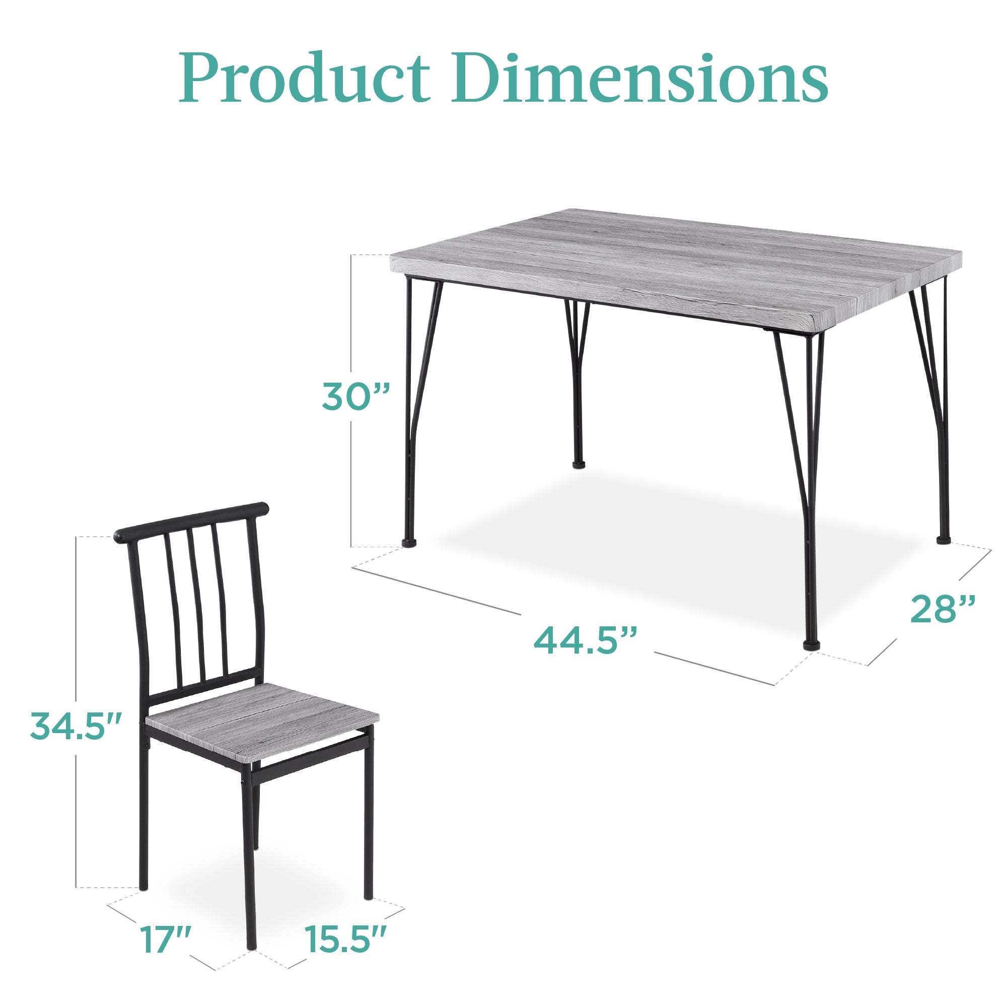 5-Piece Modern Metal and Wood Dining Table Furniture Set w/ 4 Chairs - Image 21