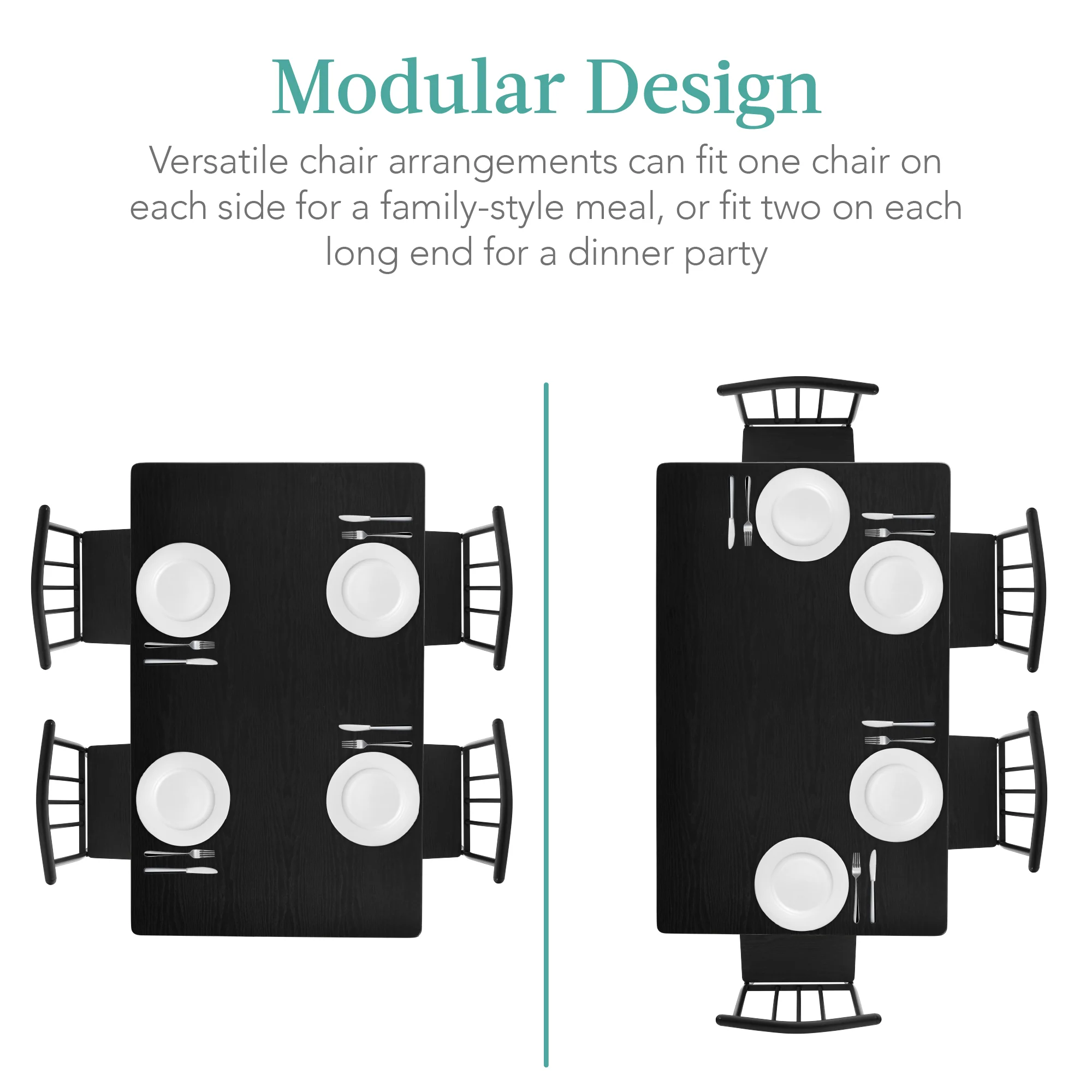 5-Piece Modern Metal and Wood Dining Table Furniture Set w/ 4 Chairs - Image 26