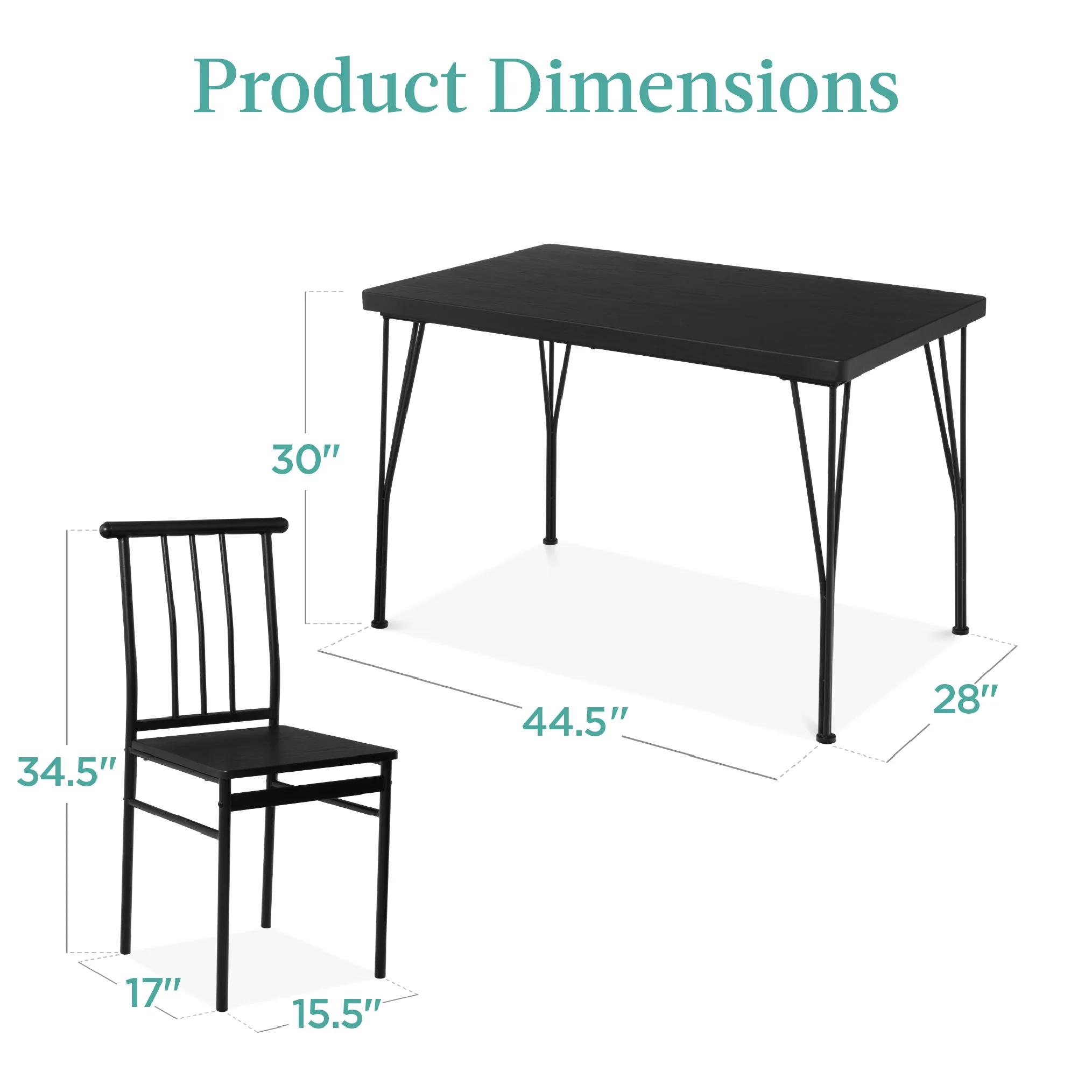5-Piece Modern Metal and Wood Dining Table Furniture Set w/ 4 Chairs - Image 28